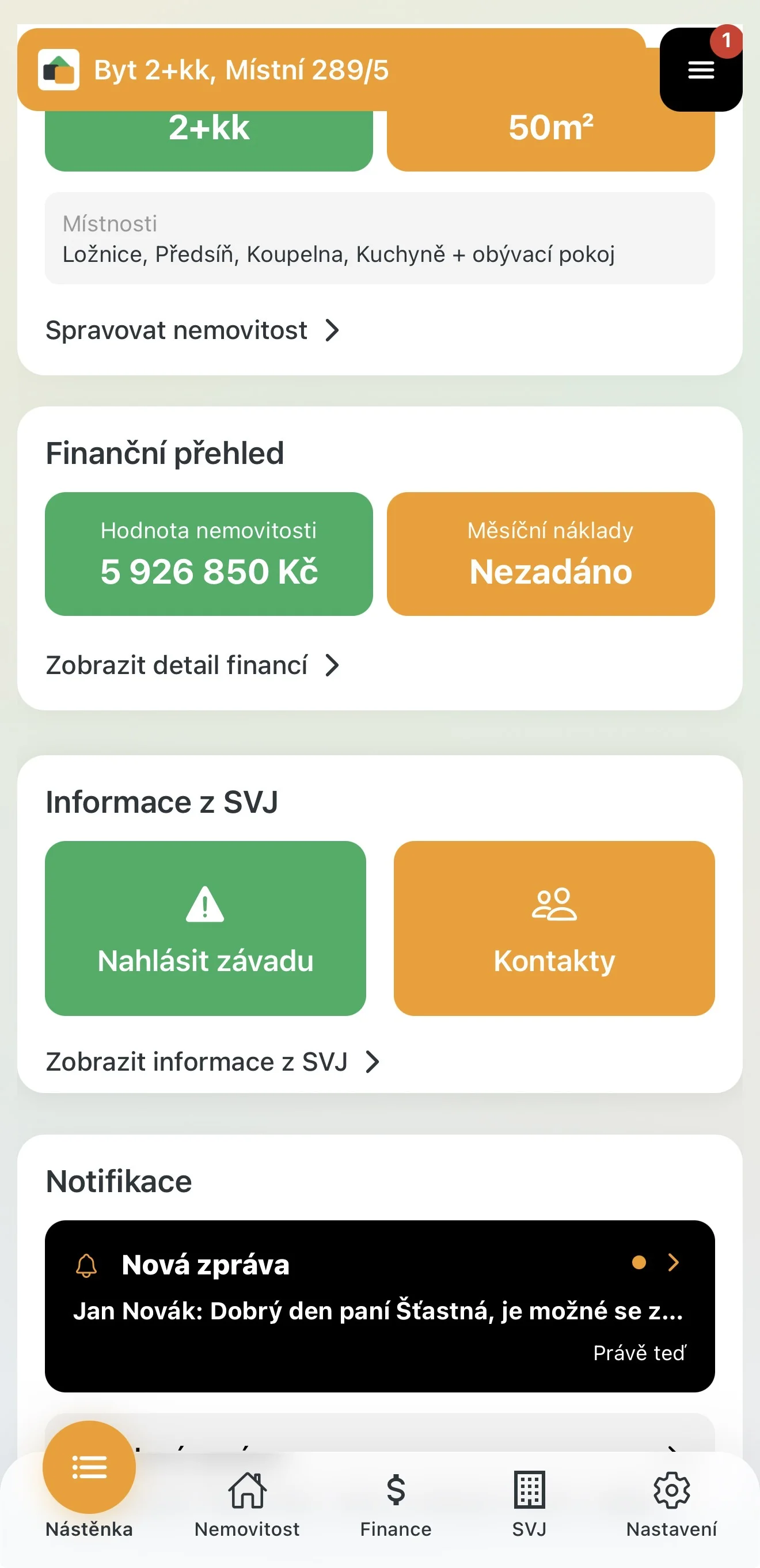 Notifikace o nových zprávách na nástěnce