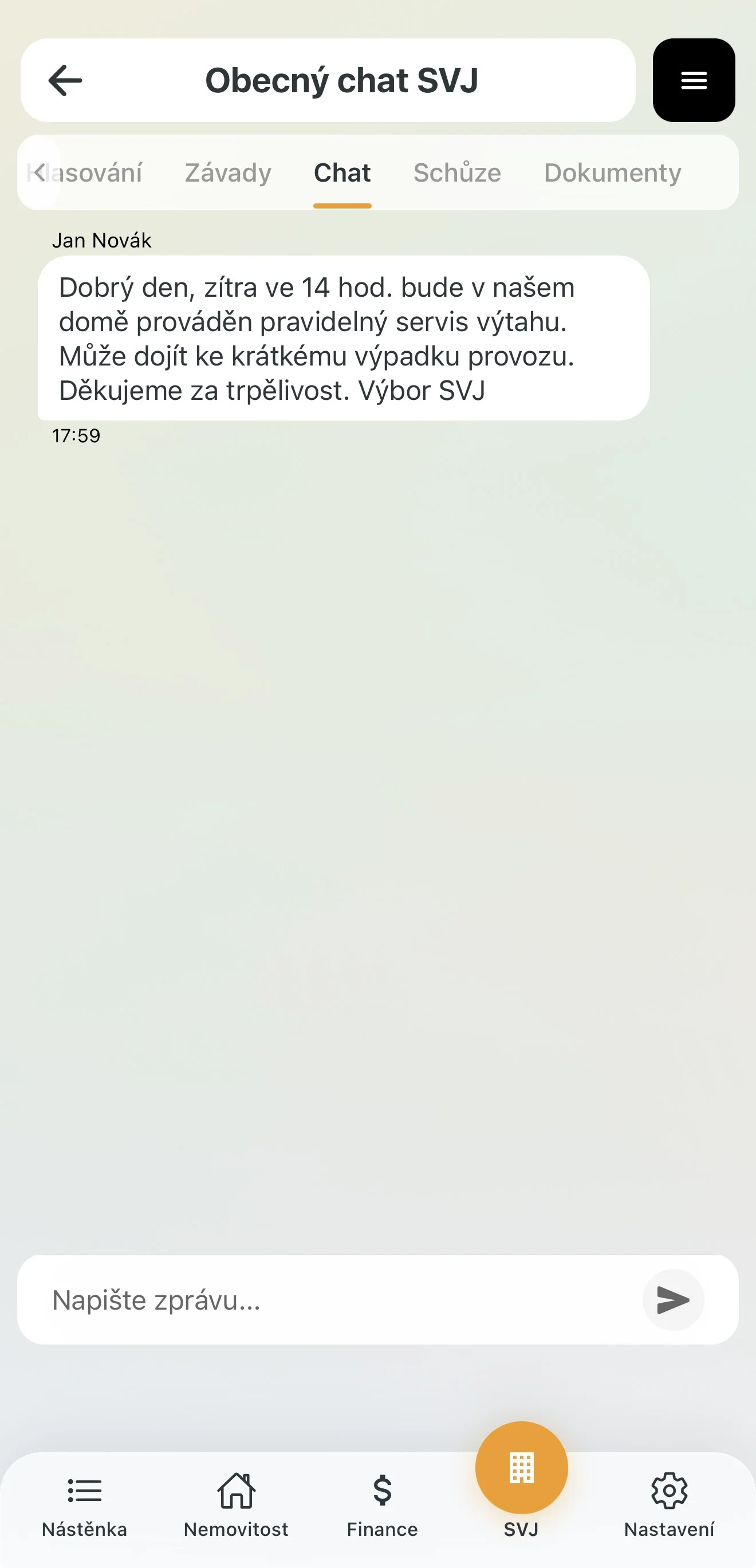 Veřejné chatové vlákno pro celý dům