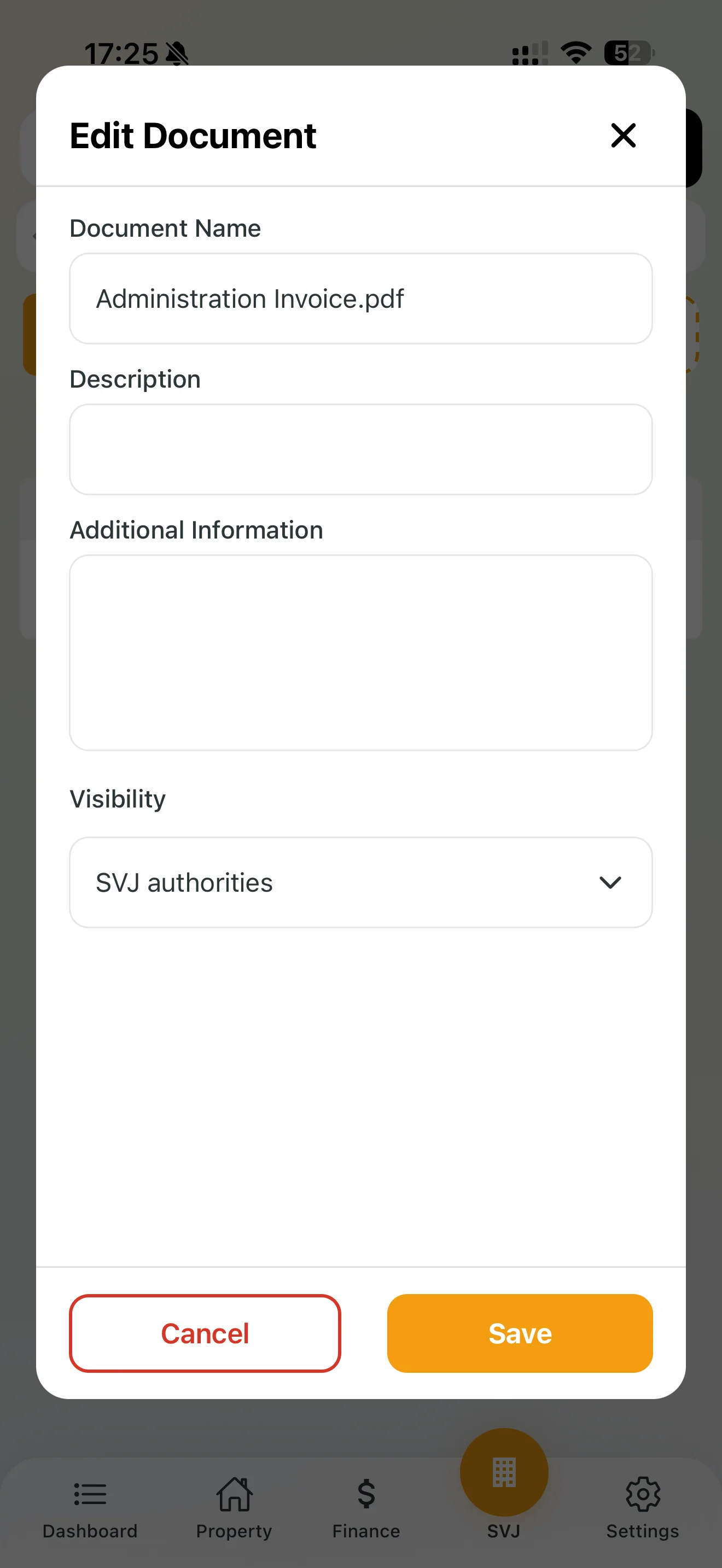 Document detail with edit and download options