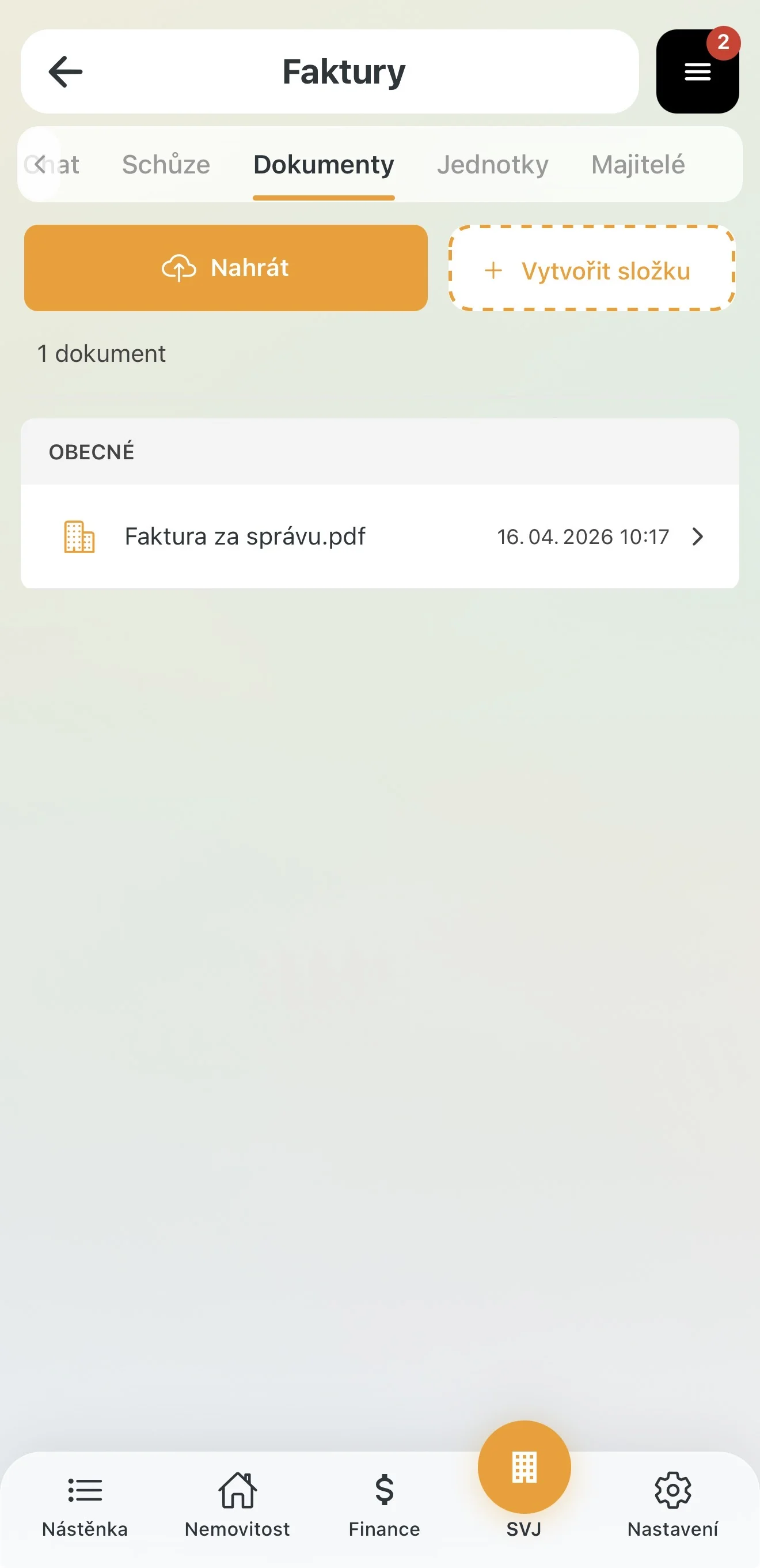 Nahraný dokument zobrazený ve složce