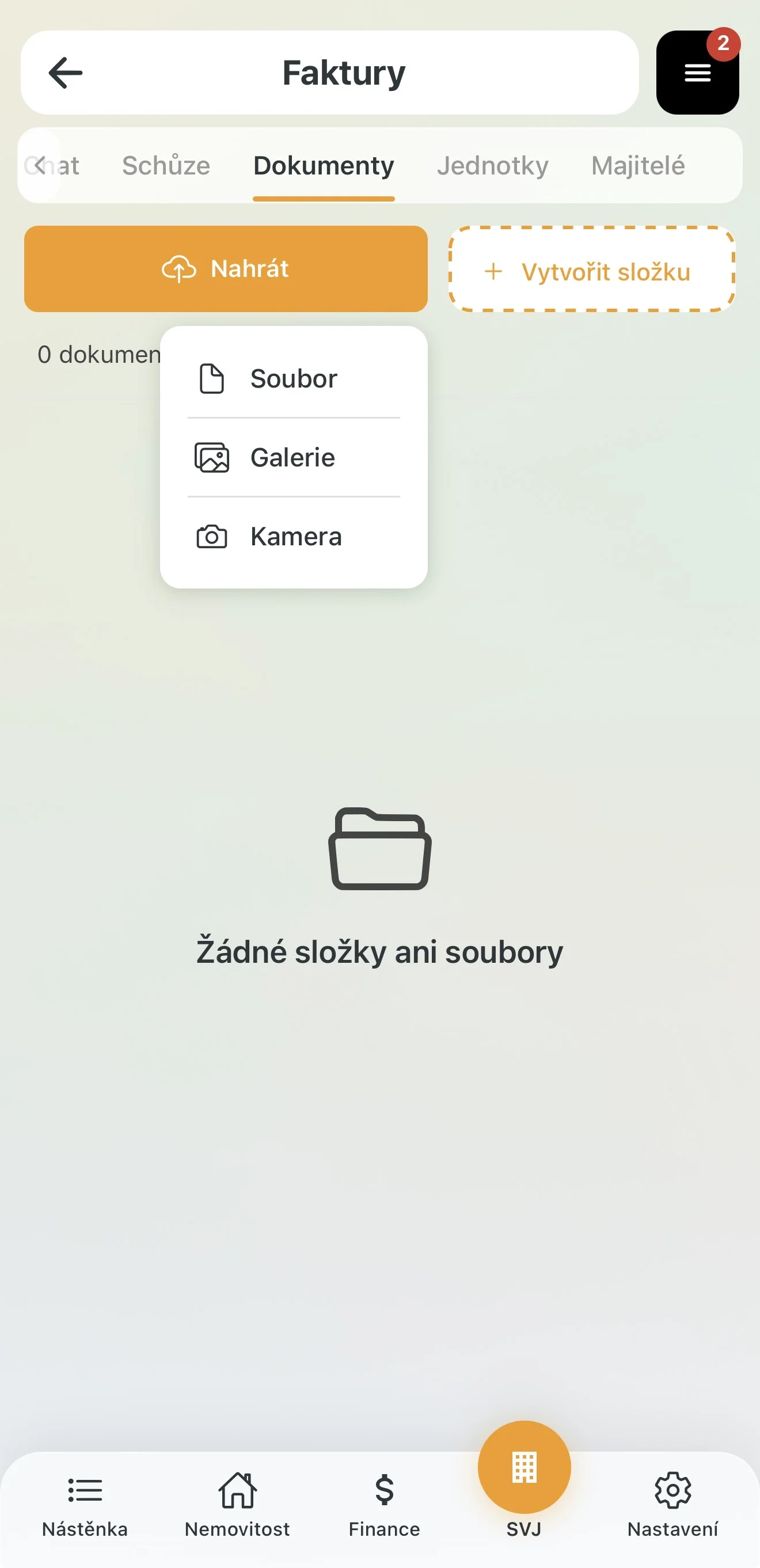 Tlačítko Nahrát a výběr zdroje dokumentu