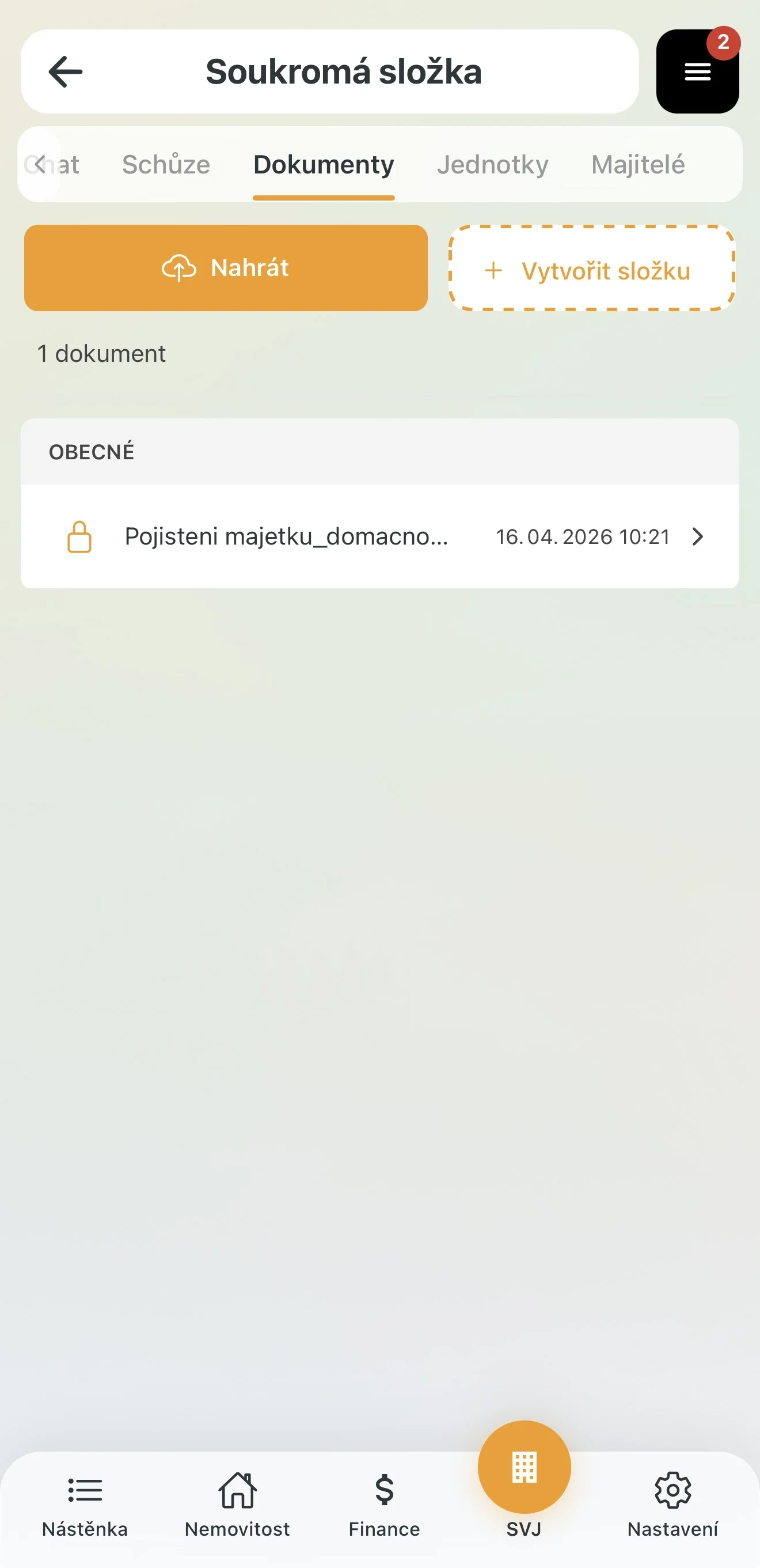 Obsah soukromé složky viditelný jen výboru