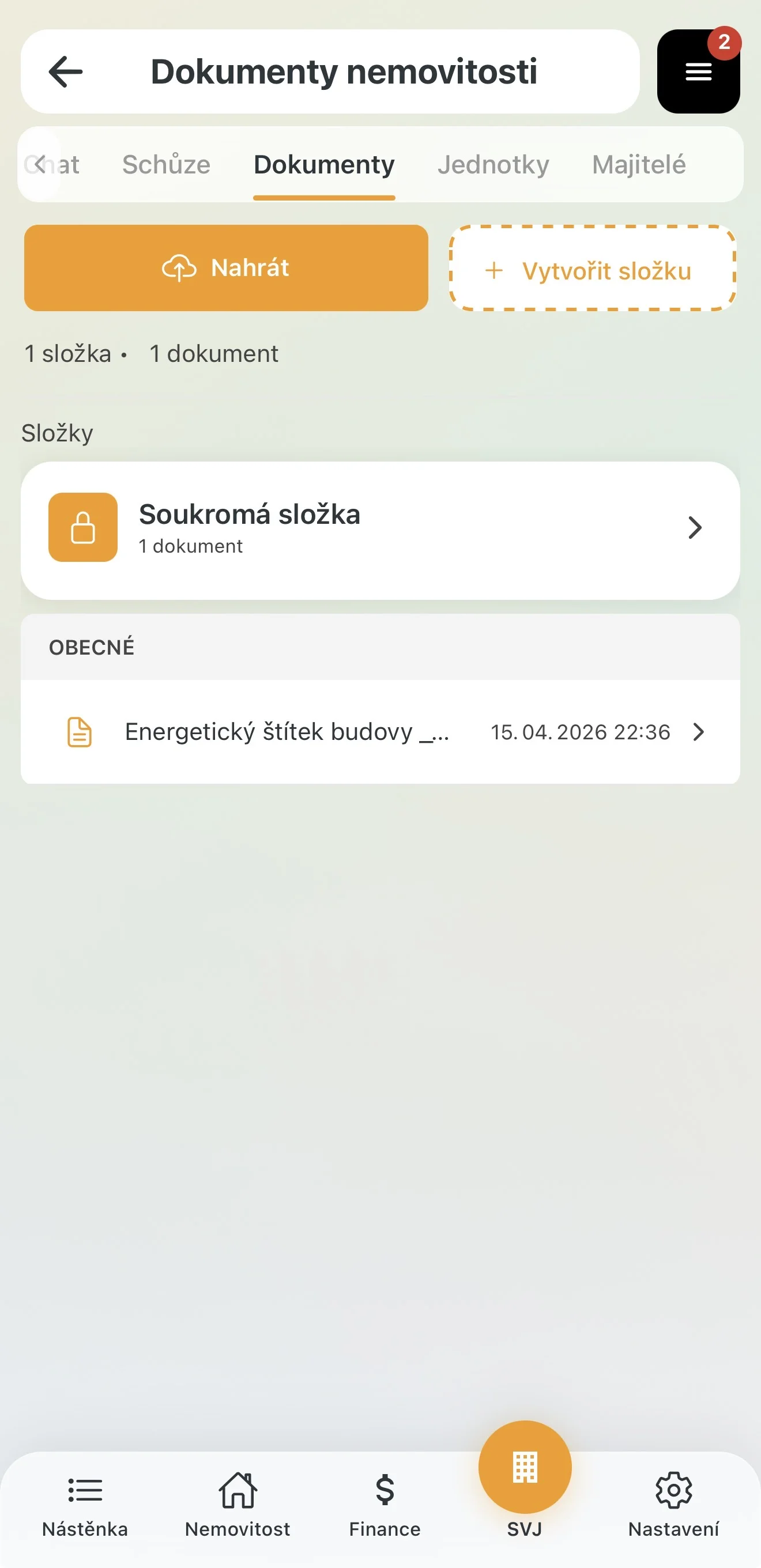 Soukromá složka označená zámkem