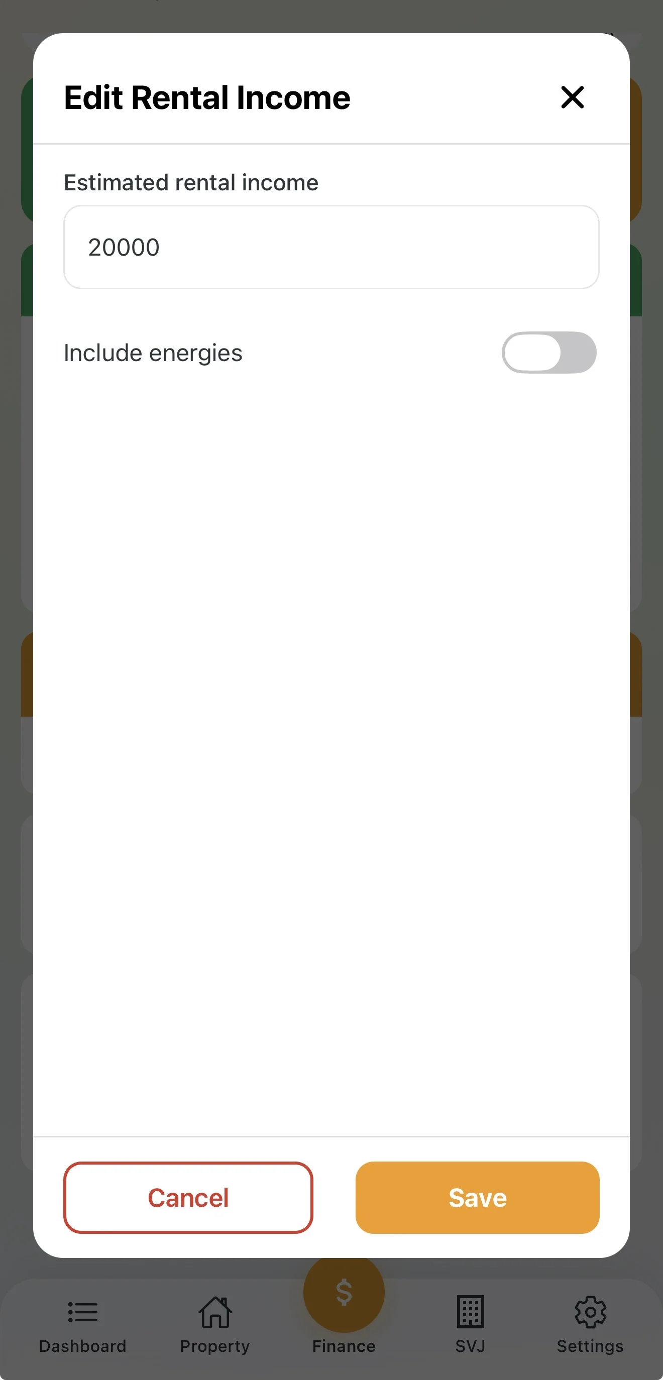 Rental income input
