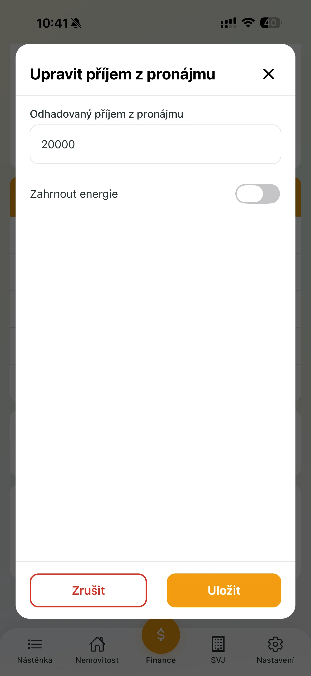 Příjem z pronájmu