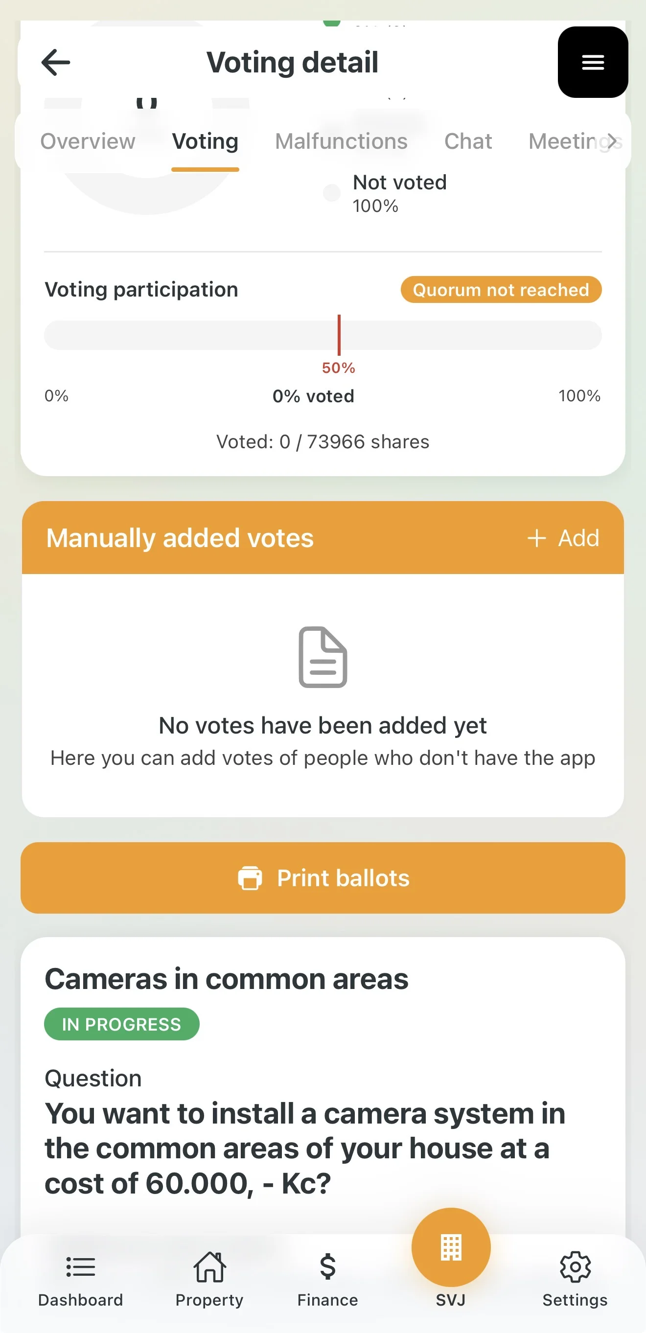Ballot papers section in vote detail