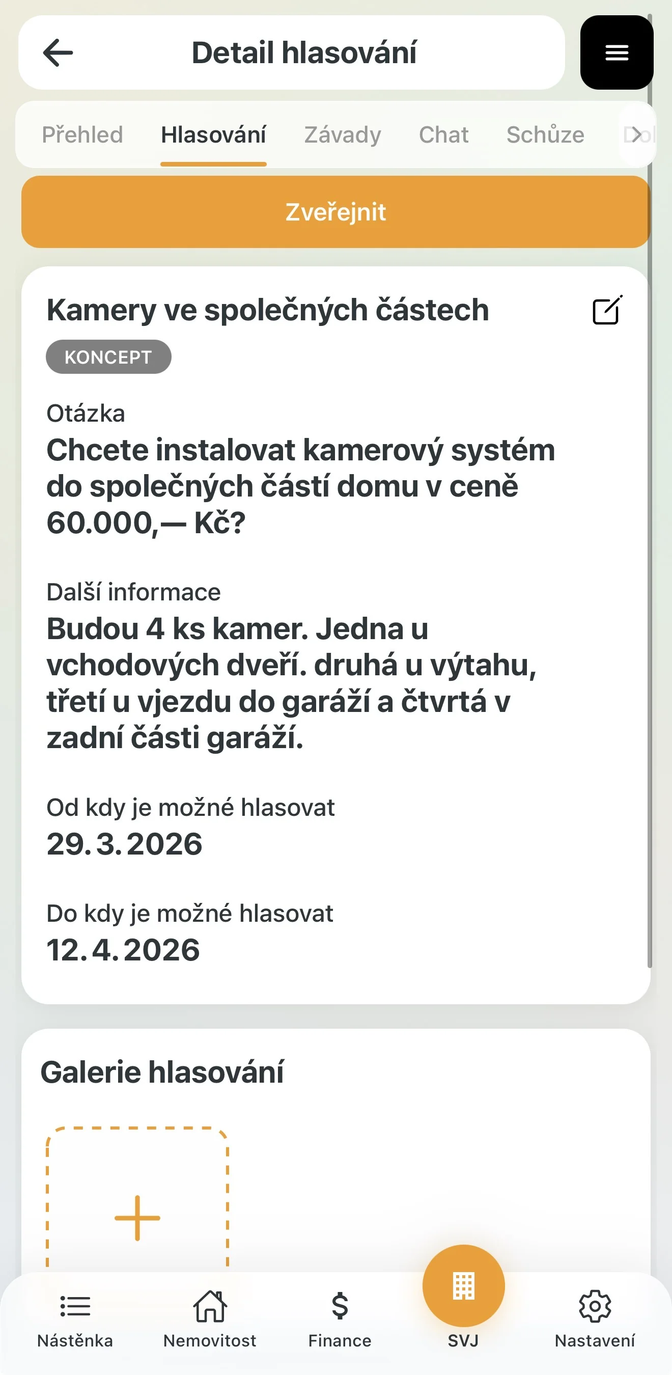 Hlasování ve stavu Koncept před zveřejněním