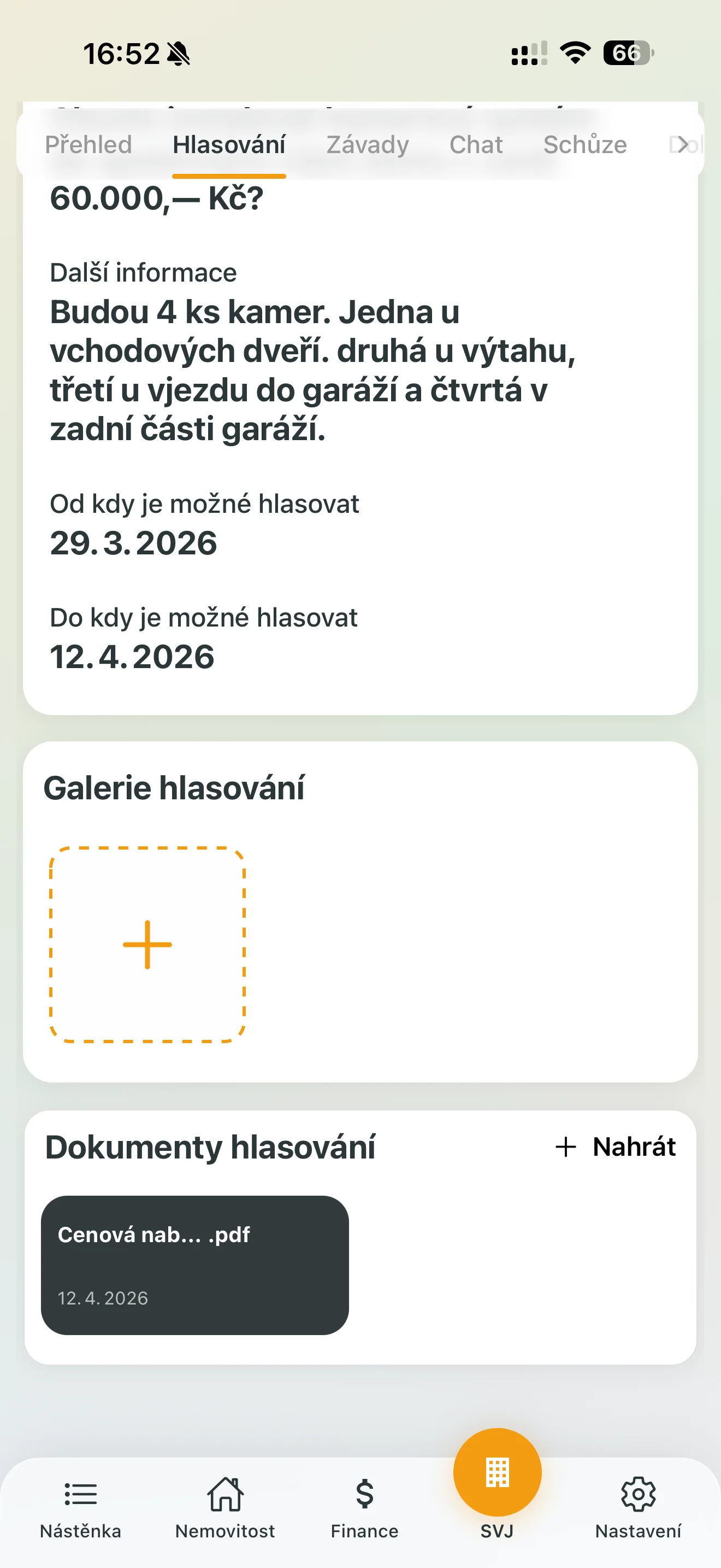 Nahrání přílohy k hlasování