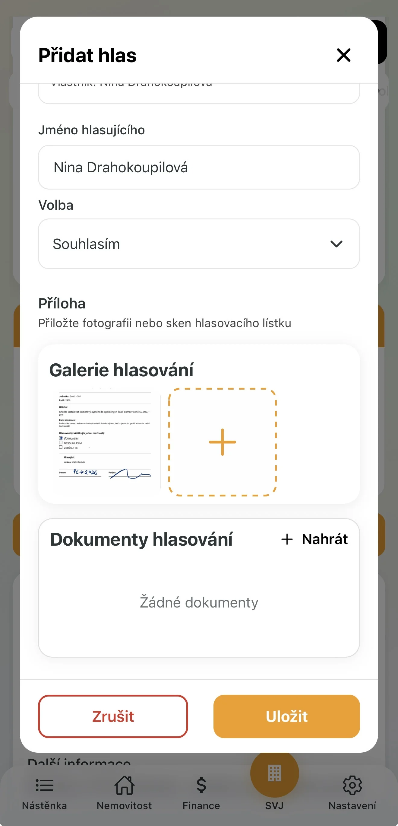 Nahrání skenu podepsaného lístku jako přílohy