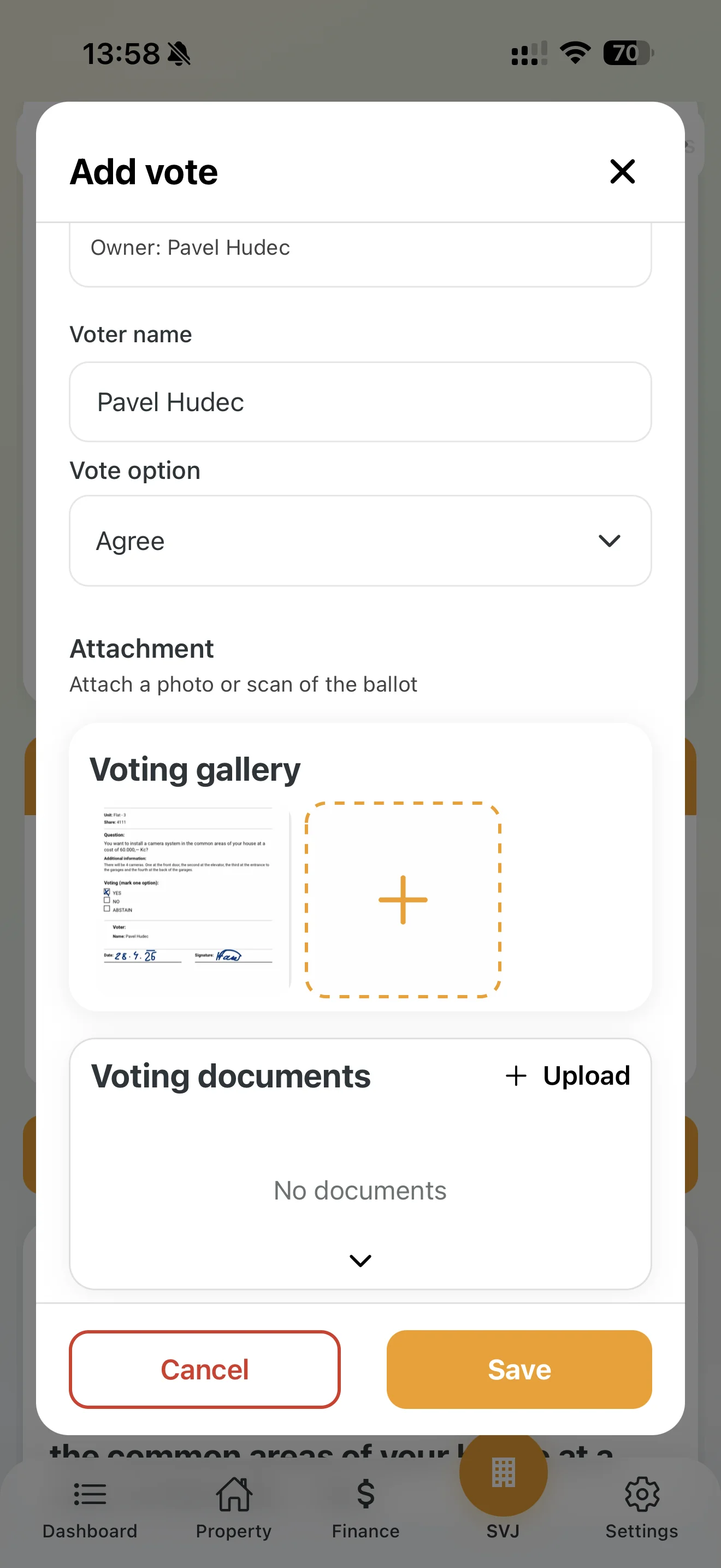 Uploading a scan of the signed ballot as proof