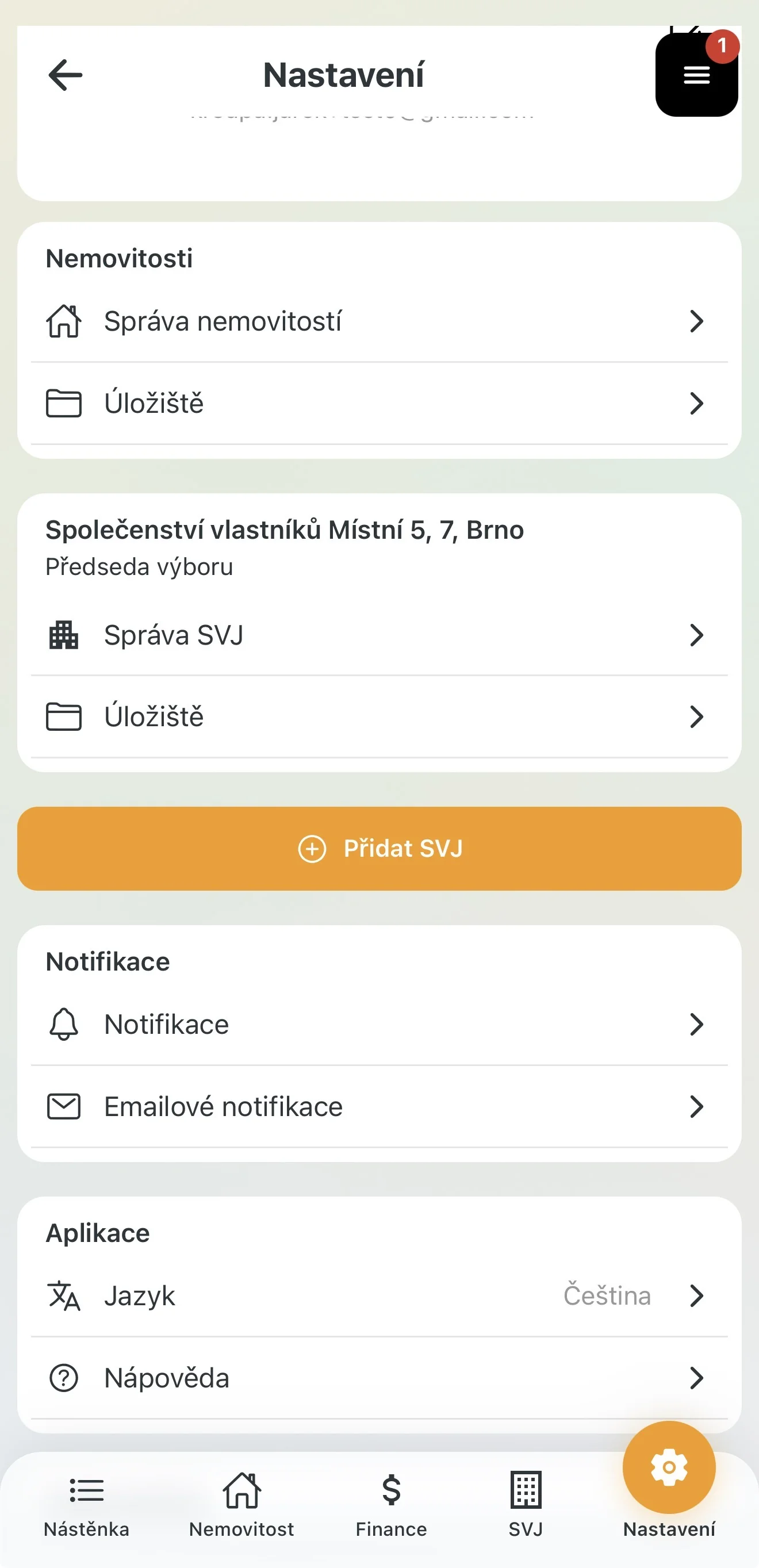 Nastavení chatu v správě SVJ