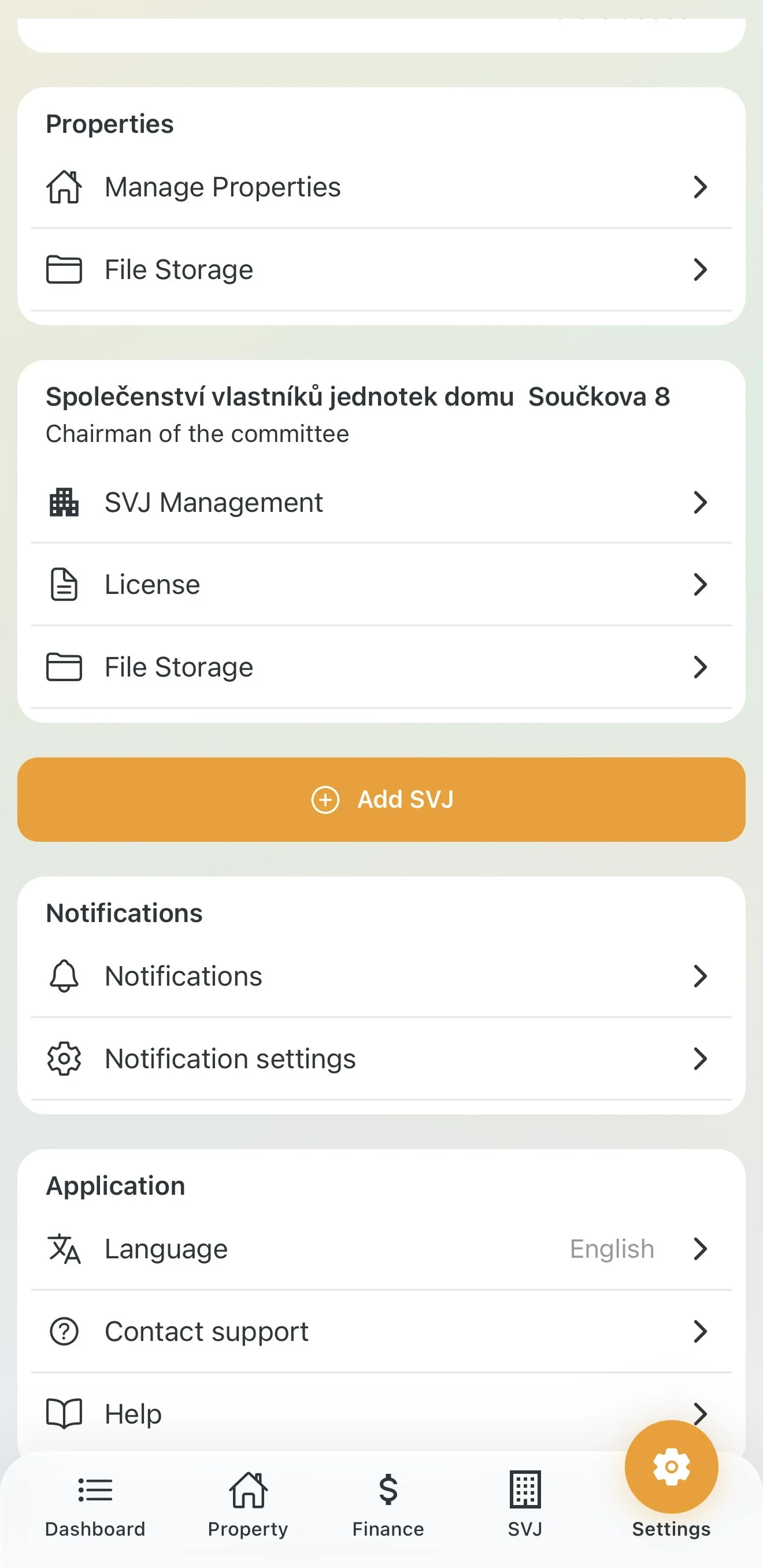 HOA chat settings