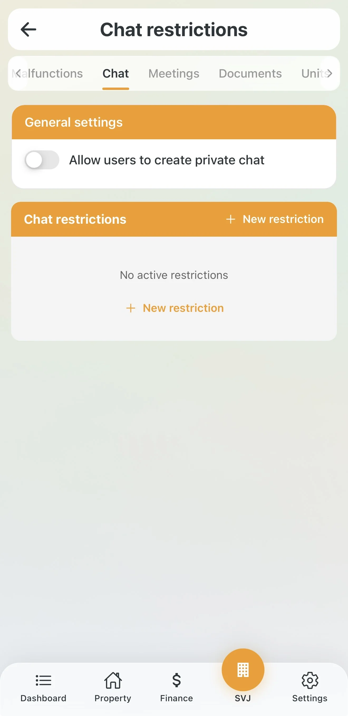 Toggle to allow private chats