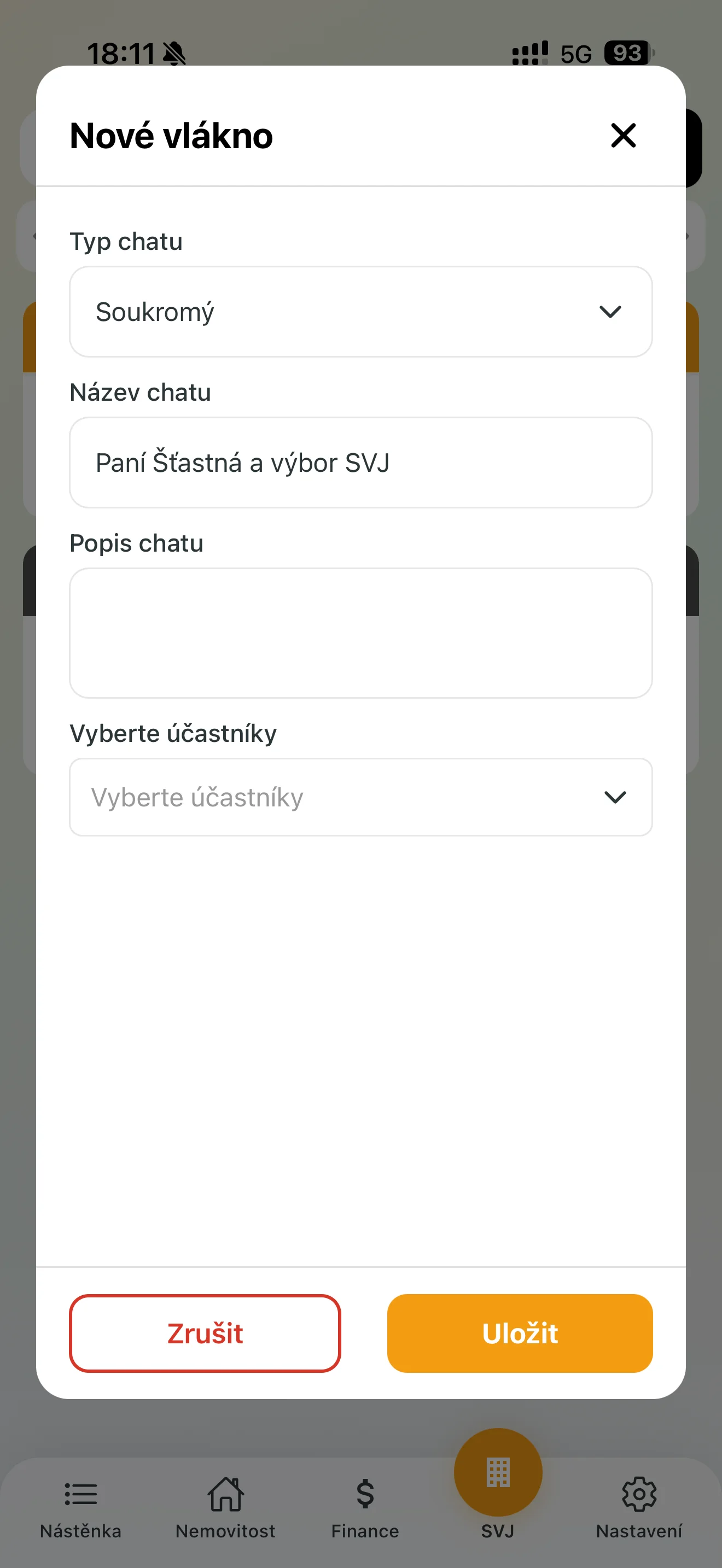 Soukromý chat s konkrétním vlastníkem