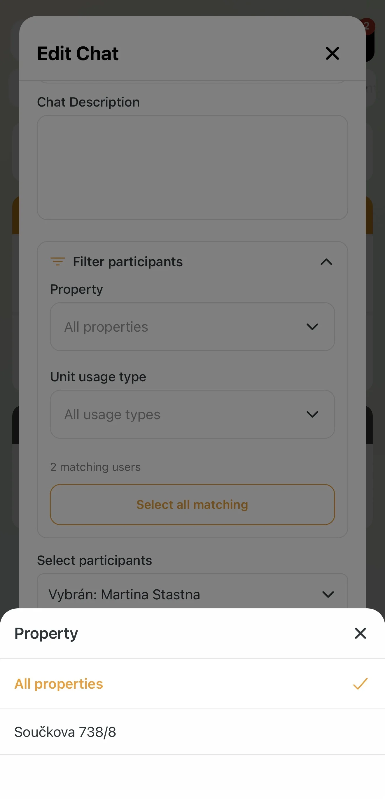 Filtering private chat recipients by property