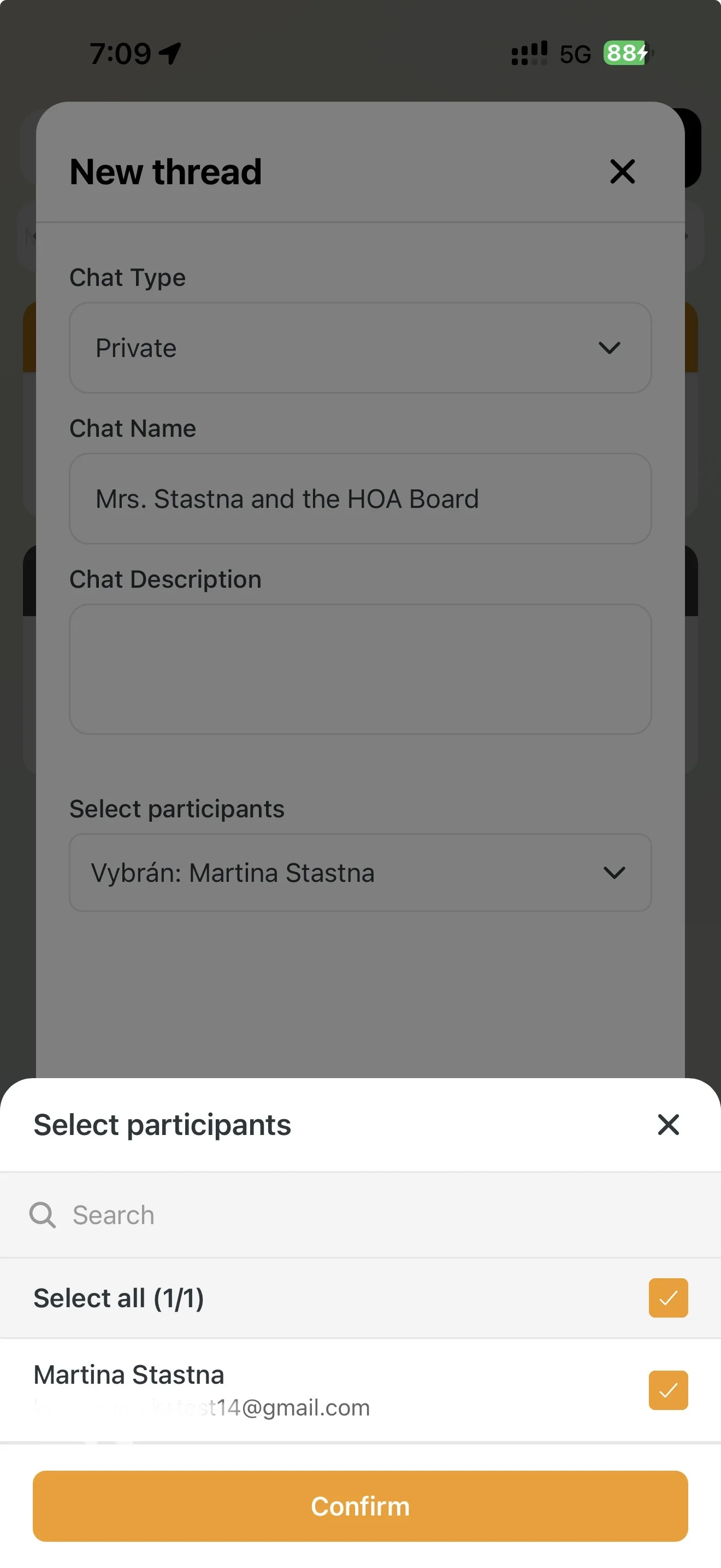 Selecting the recipient for a private message