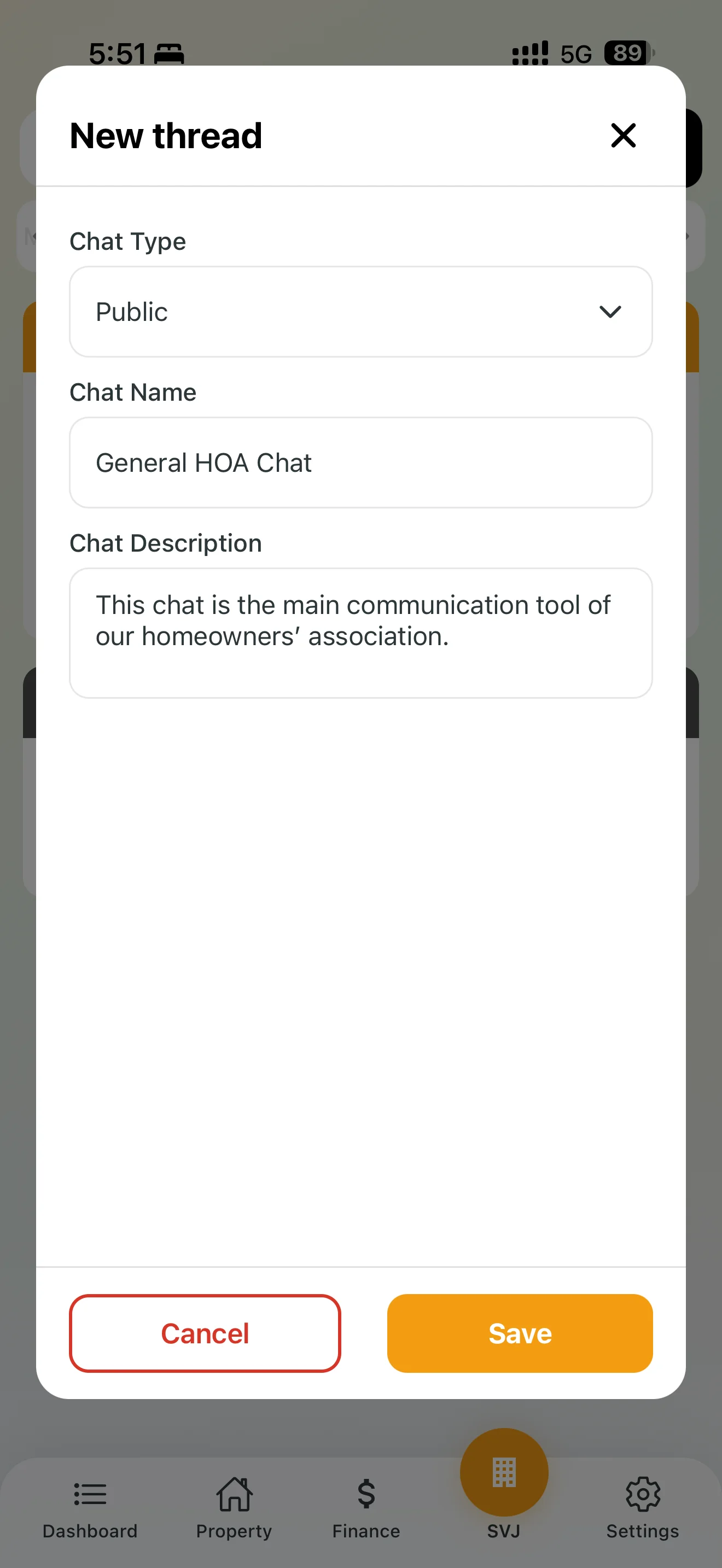 Public chat thread visible to all owners