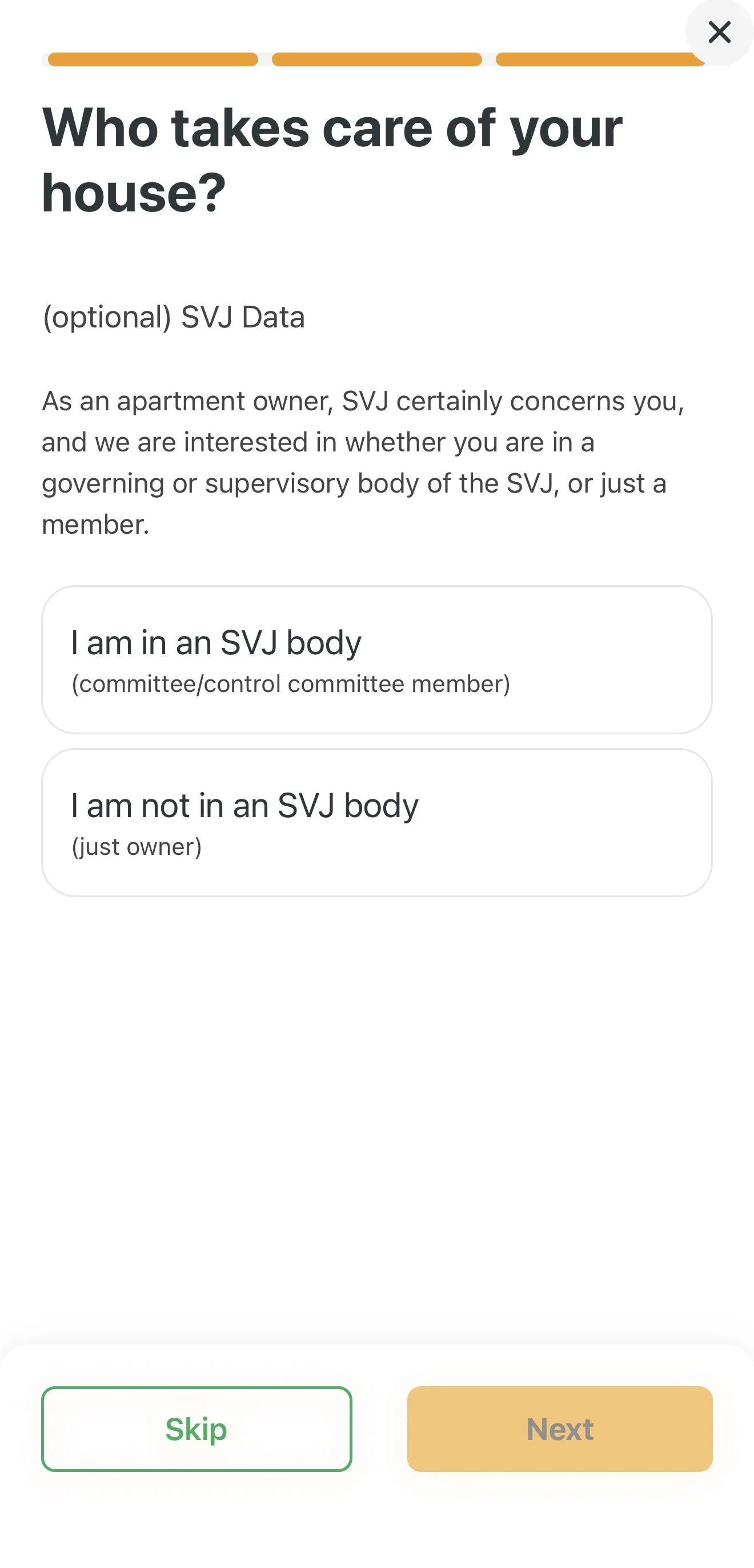 Selecting your role in the building
