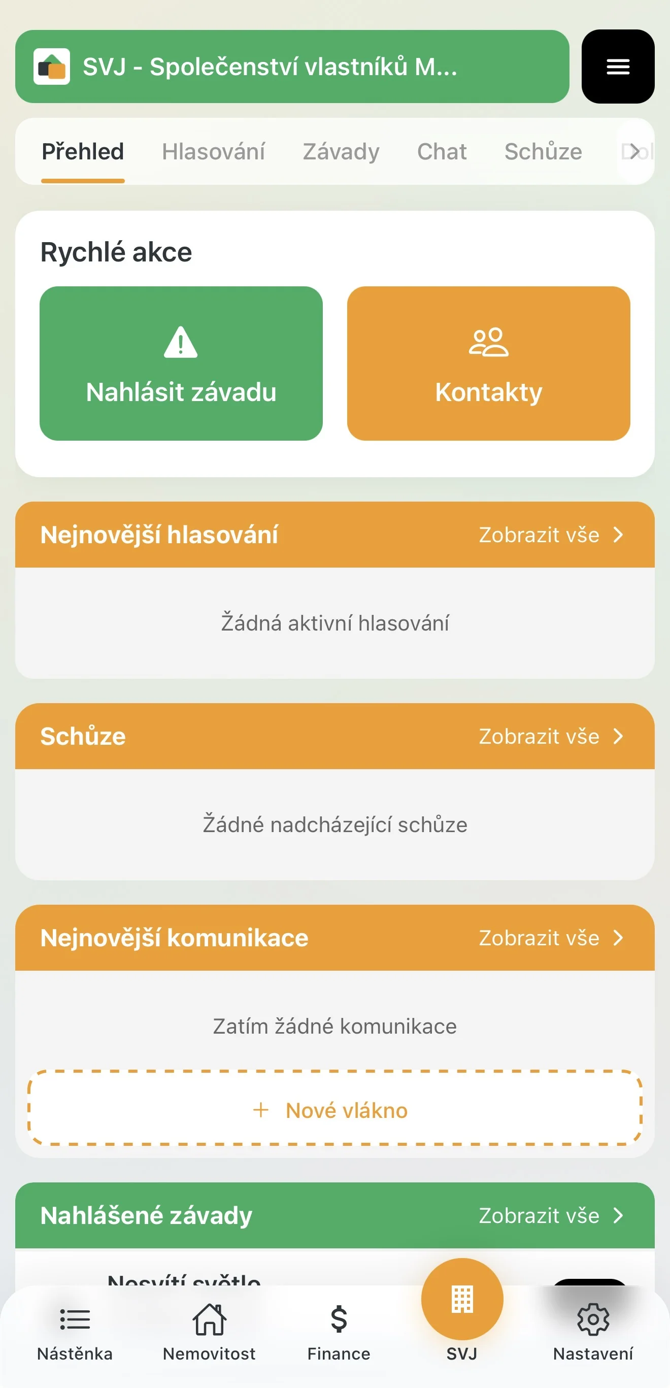 Detail SVJ pro připojení