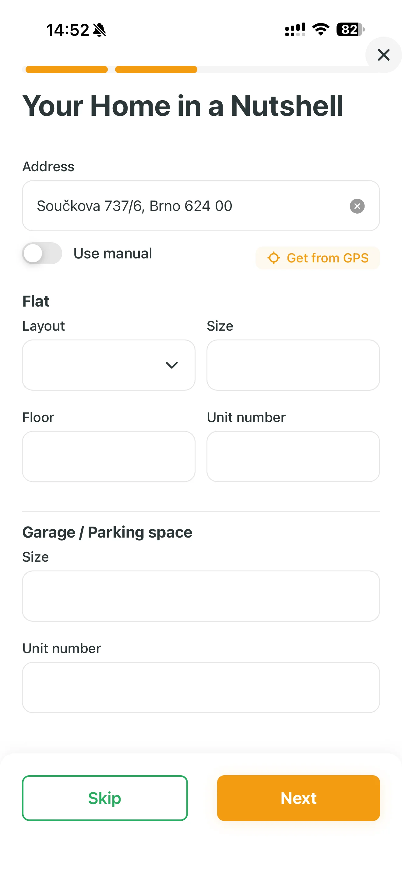 Entering address and unit details