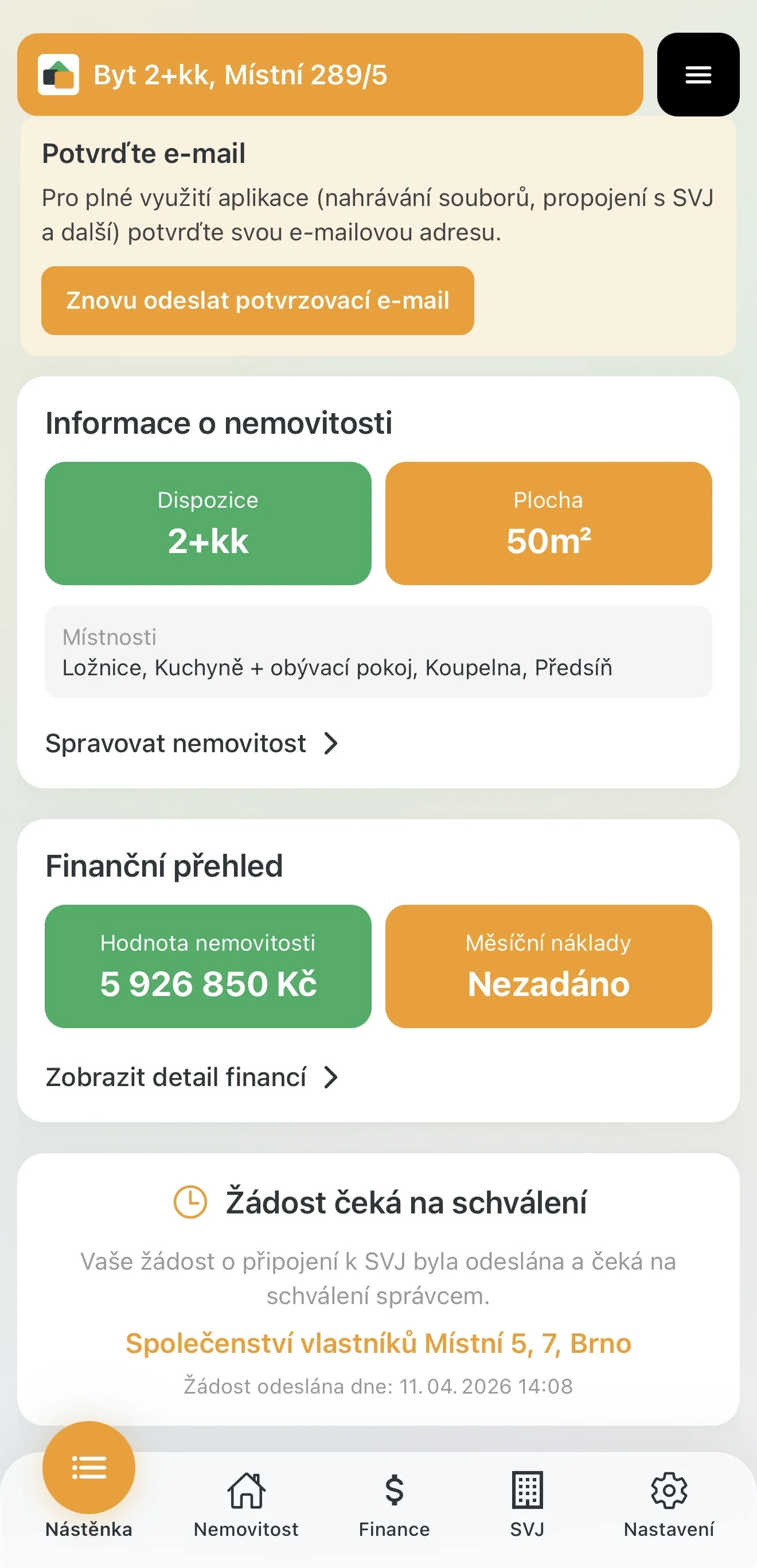 Žádost čeká na schválení