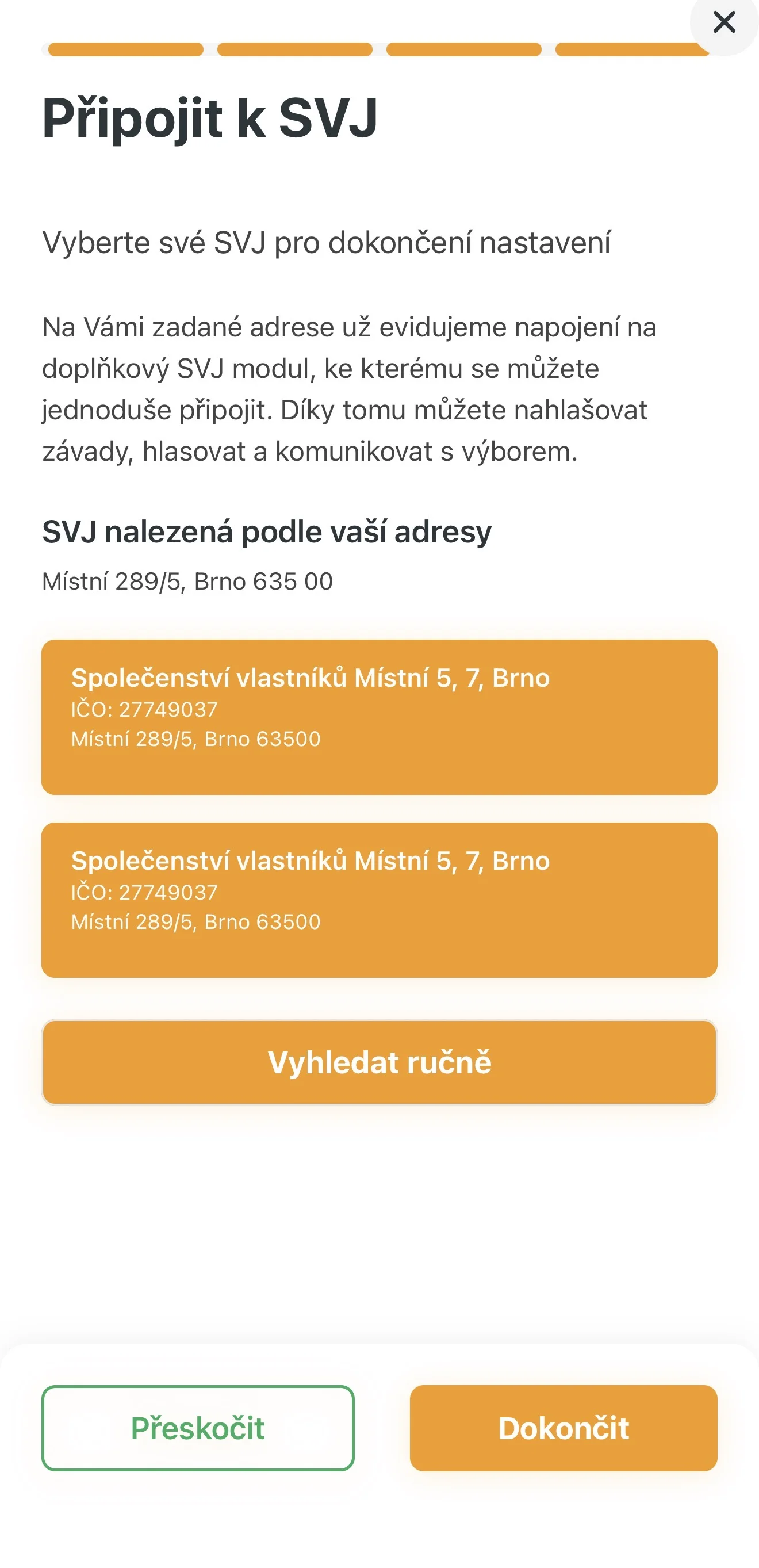 Potvrzení připojení k SVJ