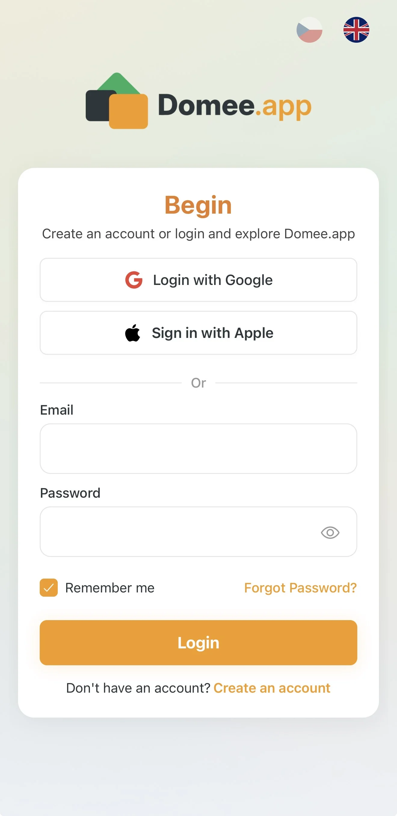 Sign-in screen