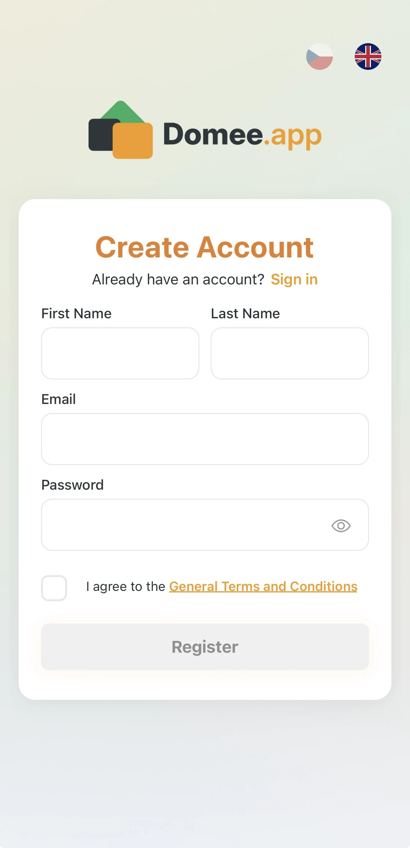 Registration form