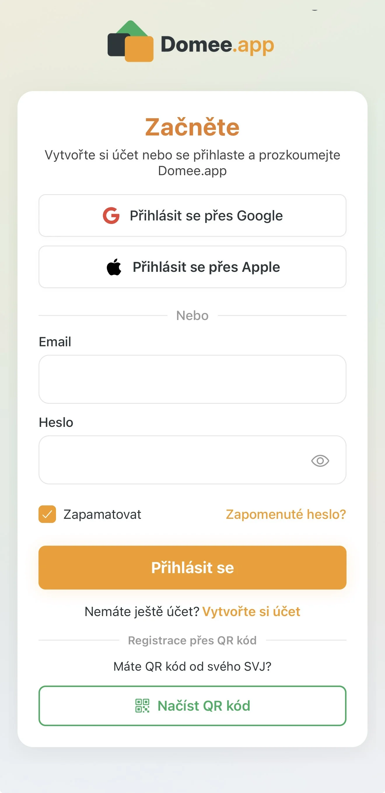 Přihlašovací obrazovka