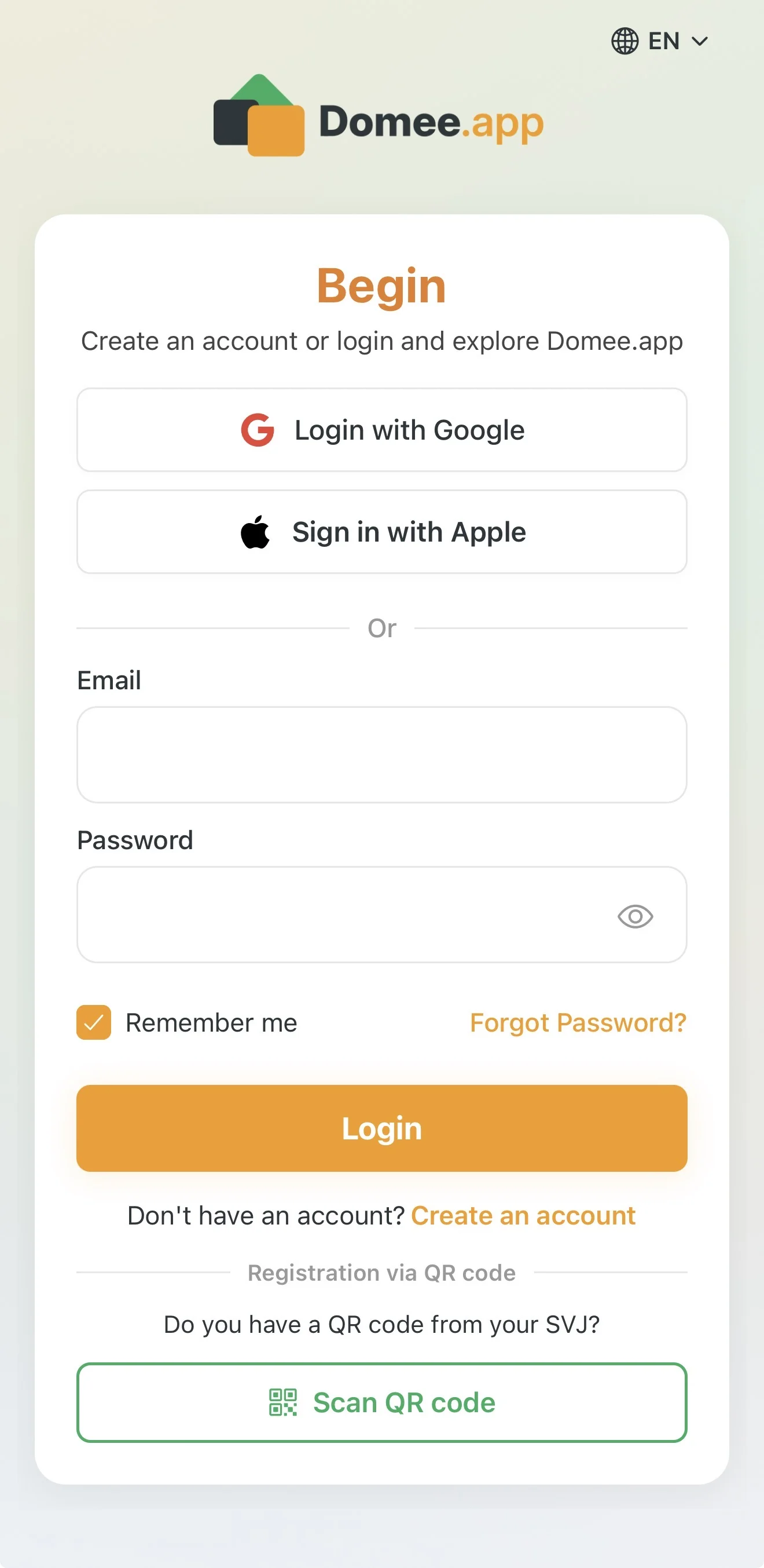 Sign-in screen