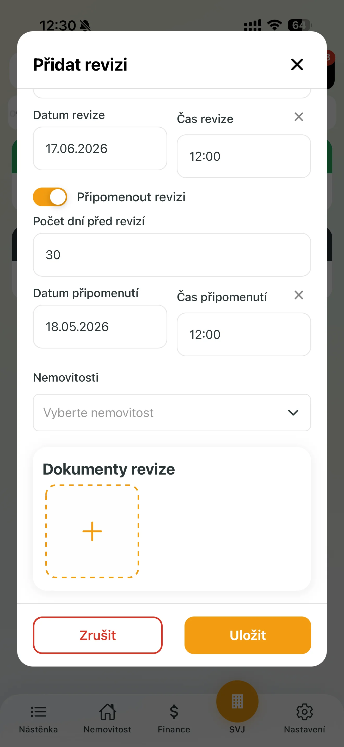 Nastavení připomenutí revize