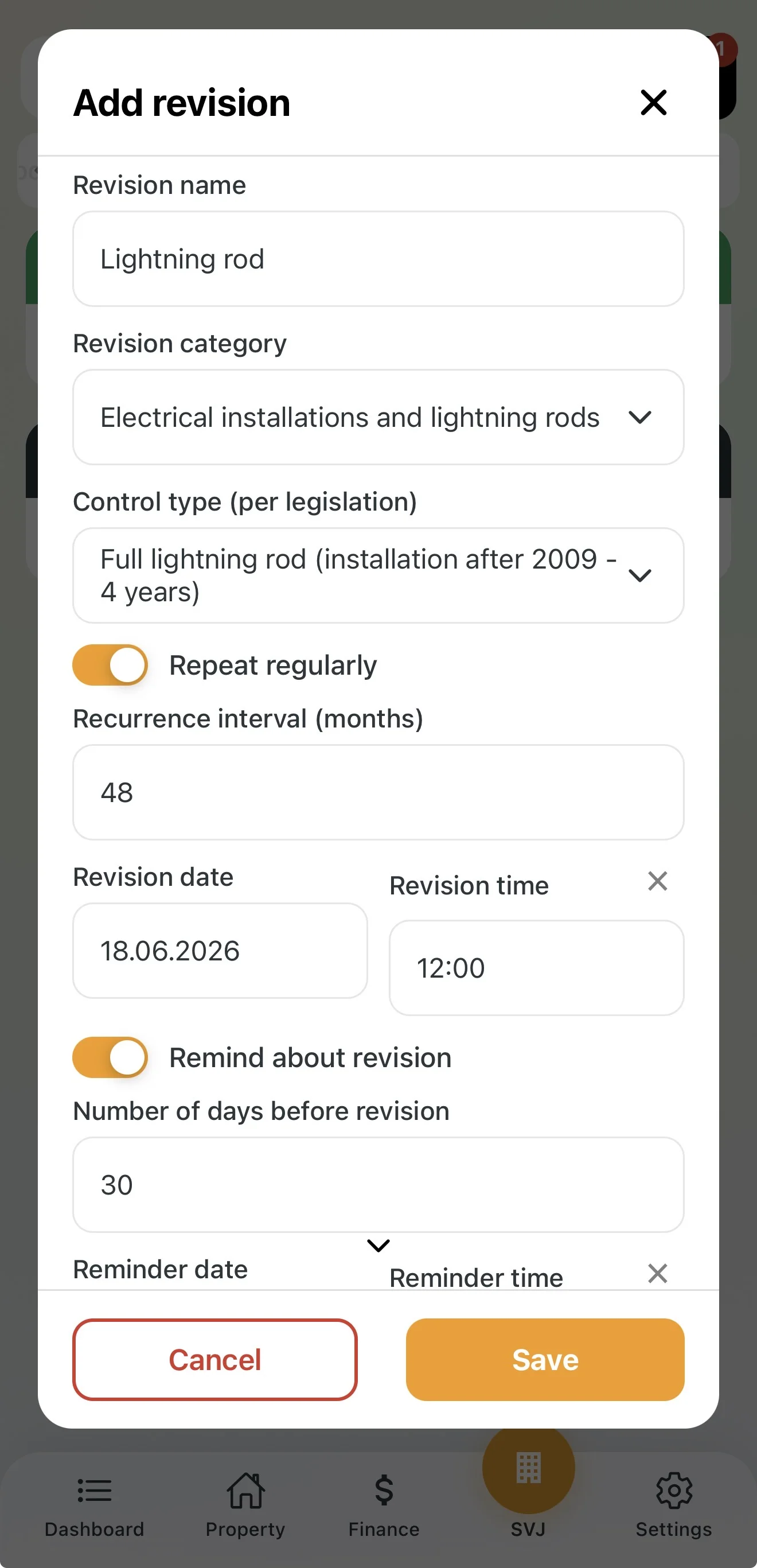 Filled form with repeat enabled