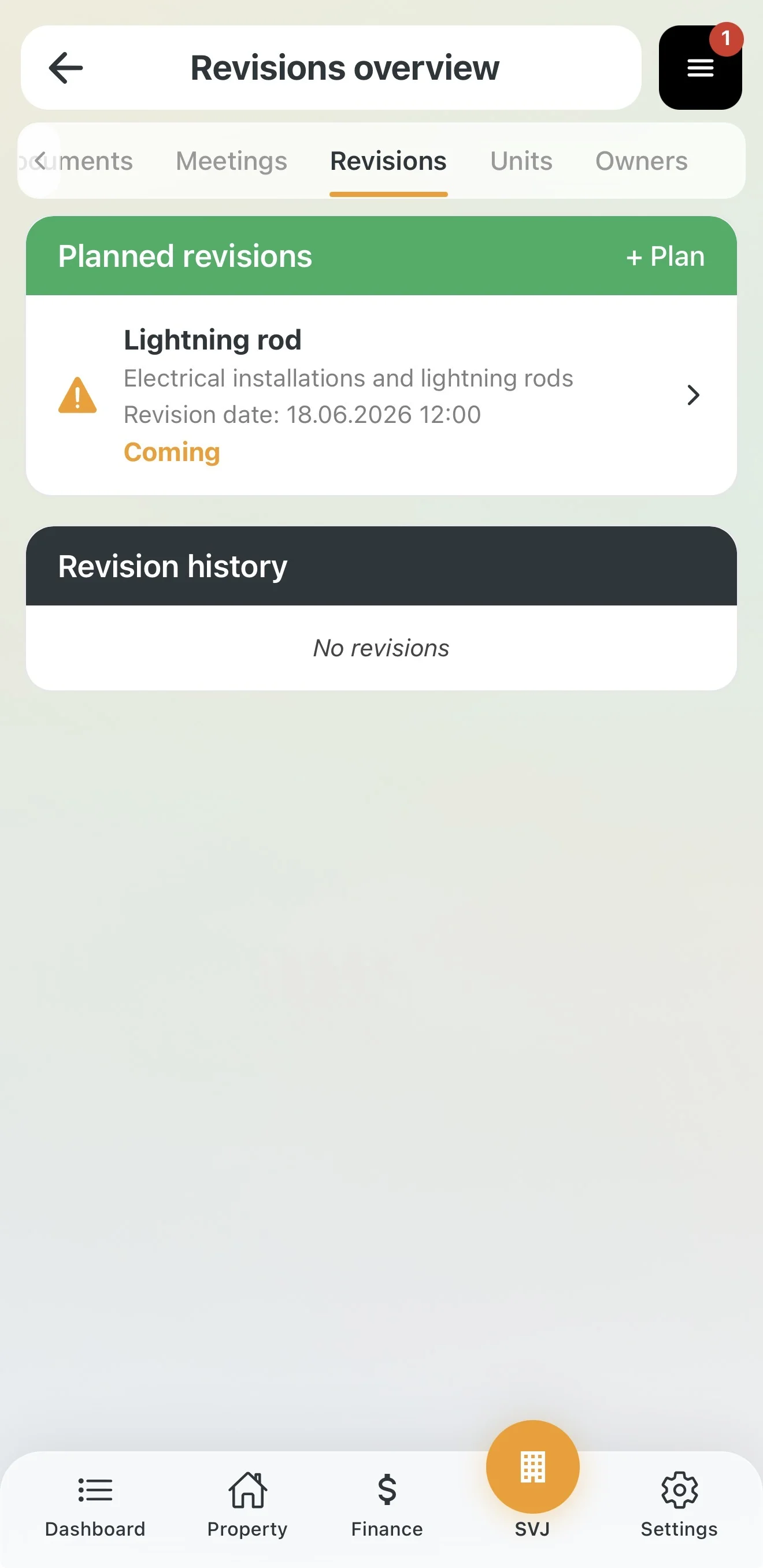 Status Coming up — inspection date is approaching