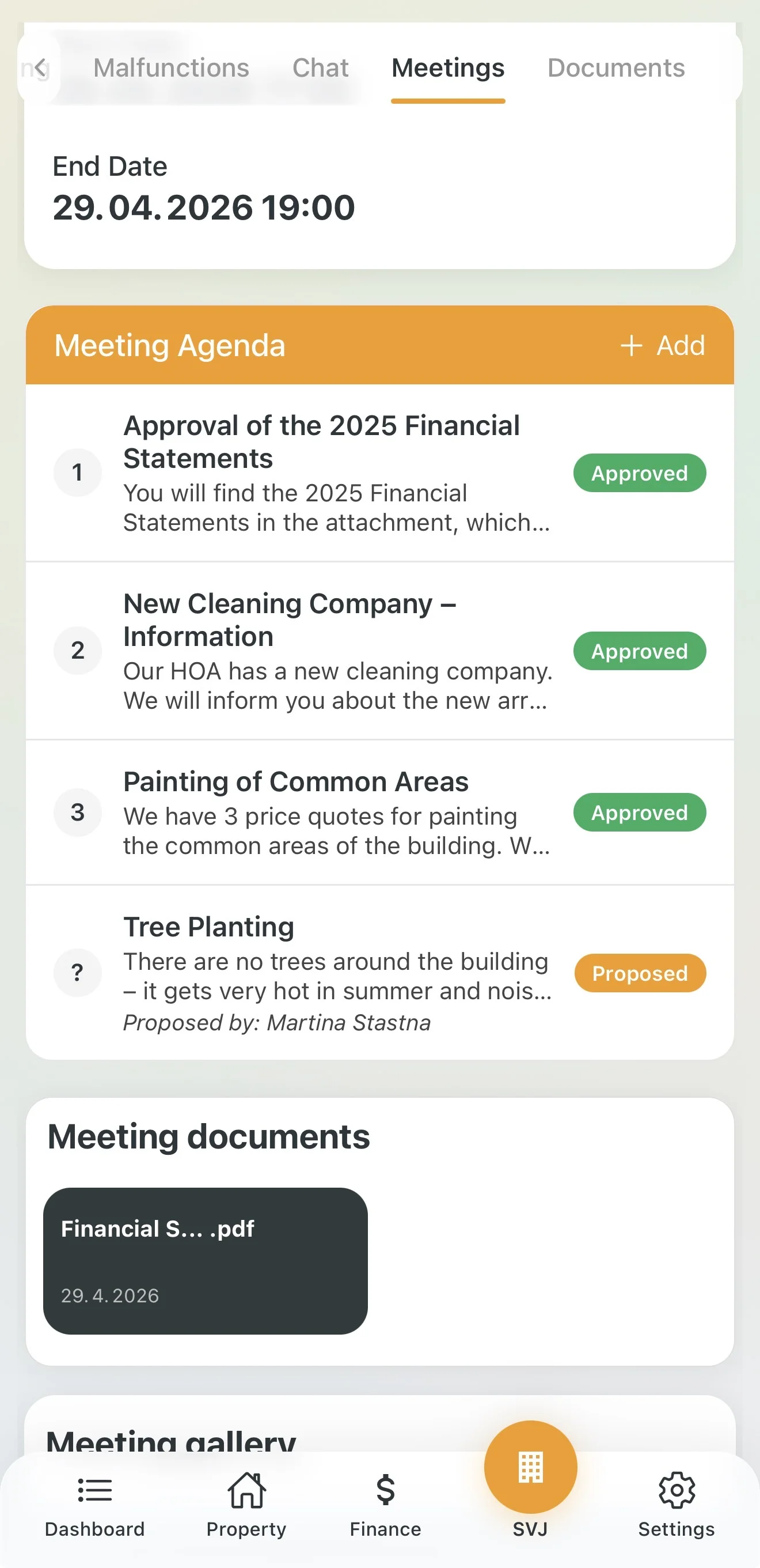 Proposed agenda item awaiting approval