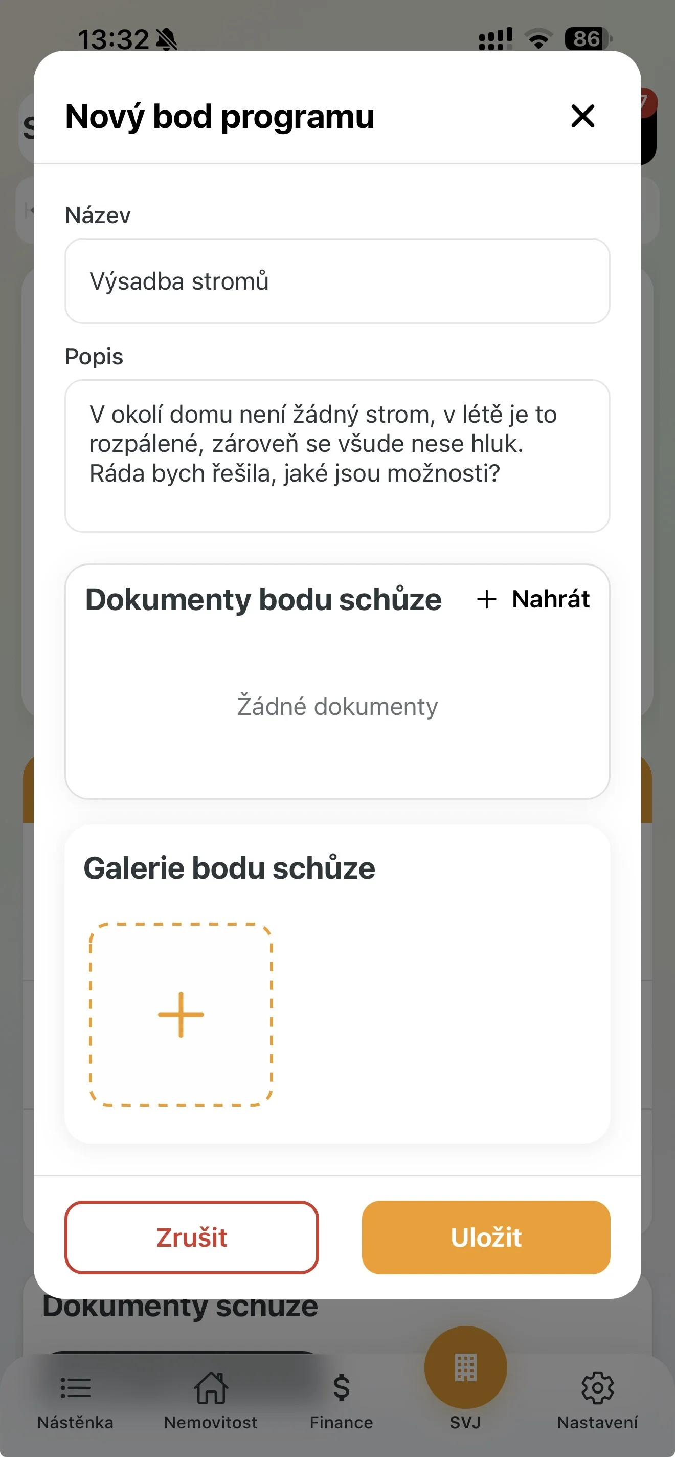 Formulář pro návrh bodu programu