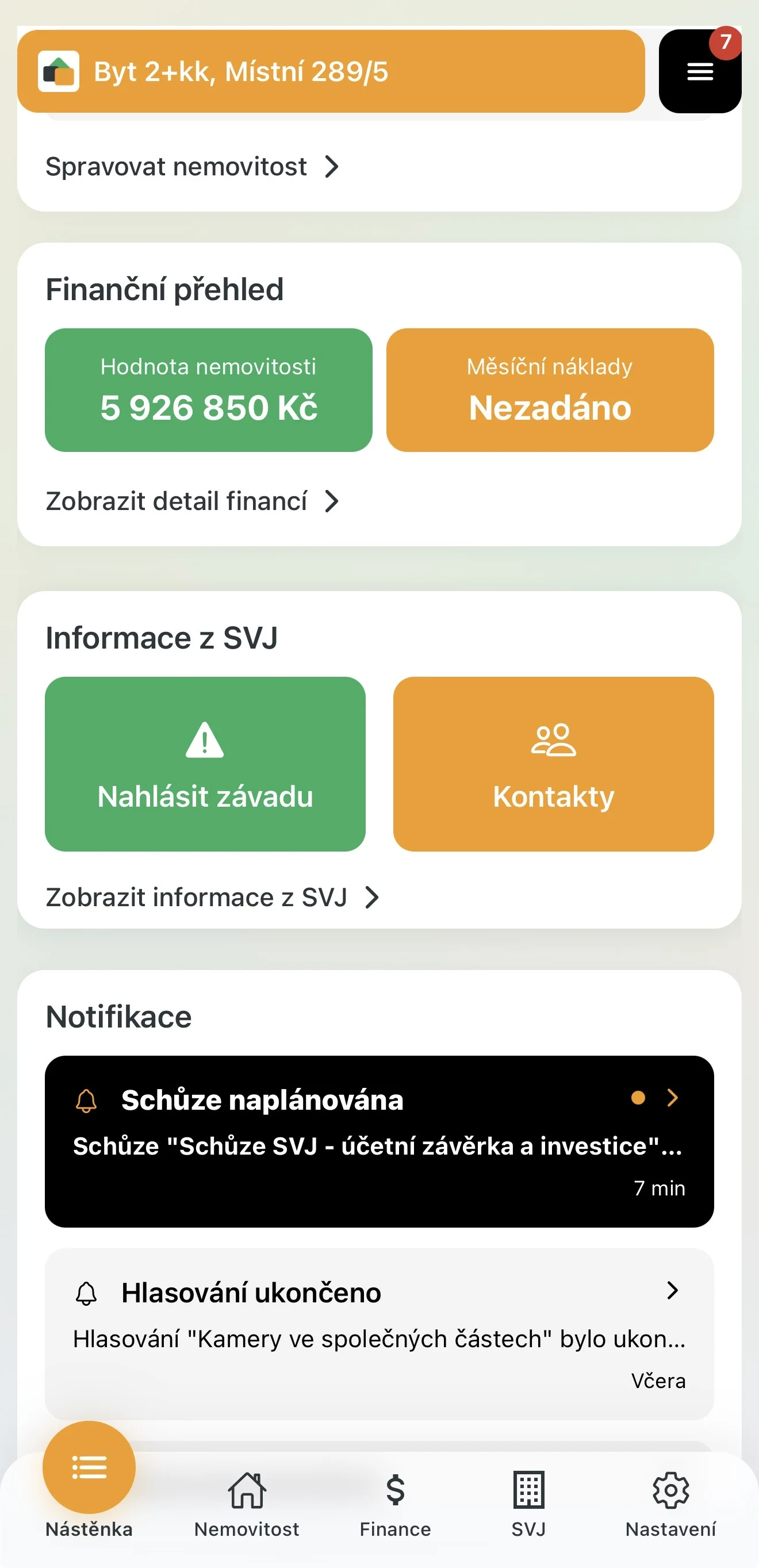 Push notifikace o nové schůzi