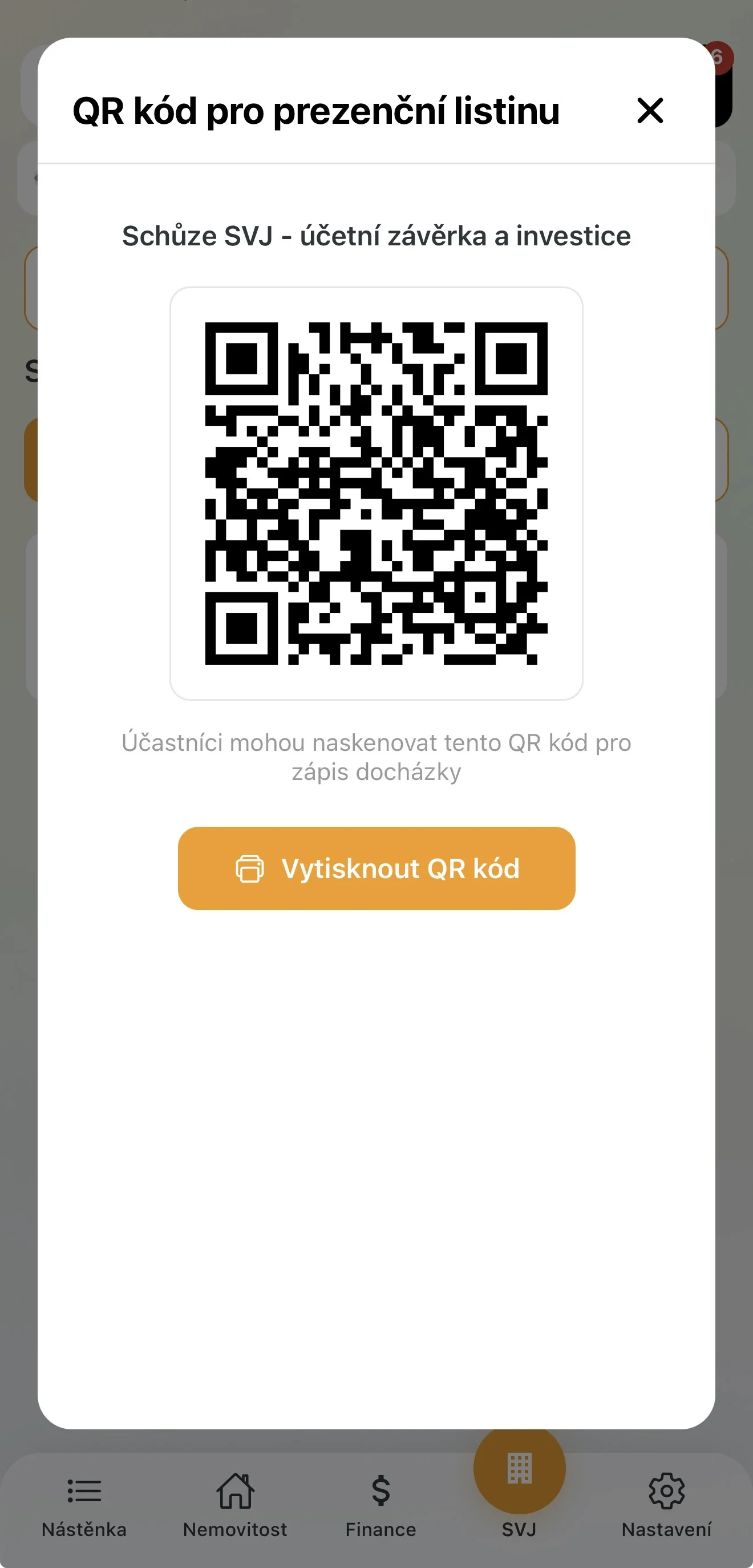 QR kód pro digitální prezenci