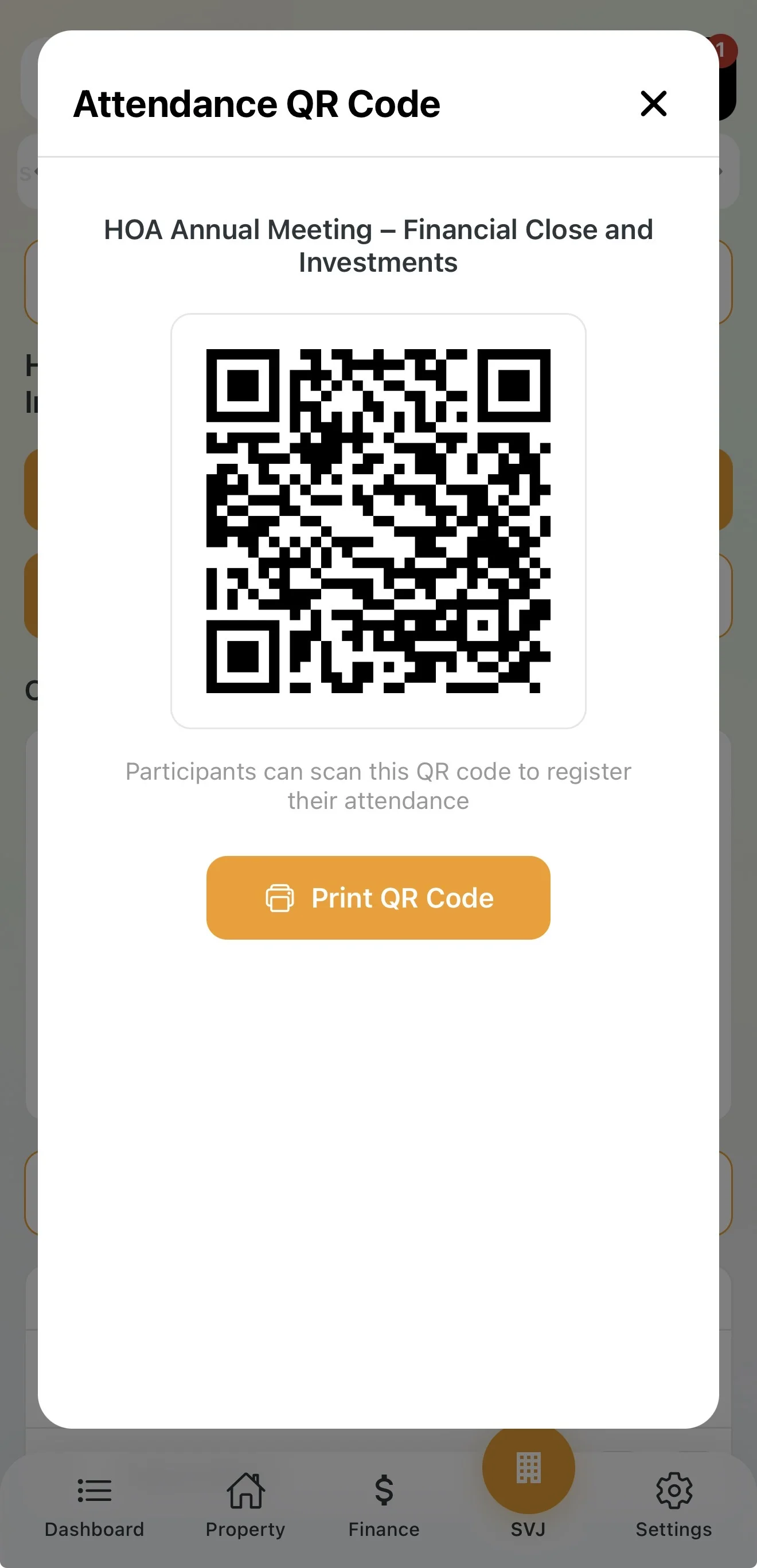 QR code for digital check-in