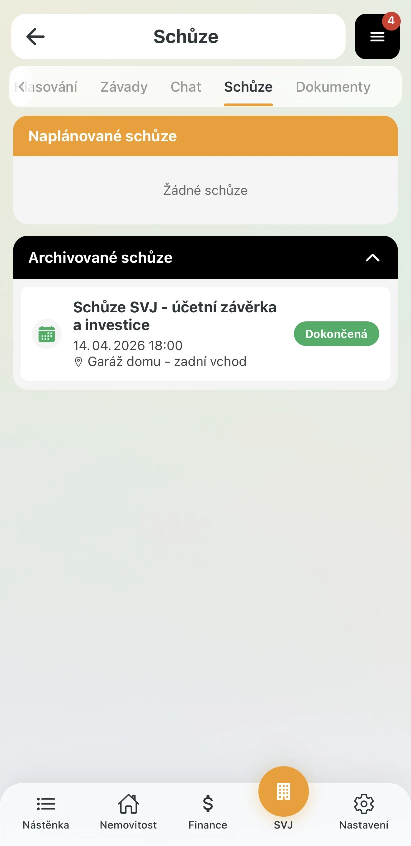 Schůze přesunuta do archivu