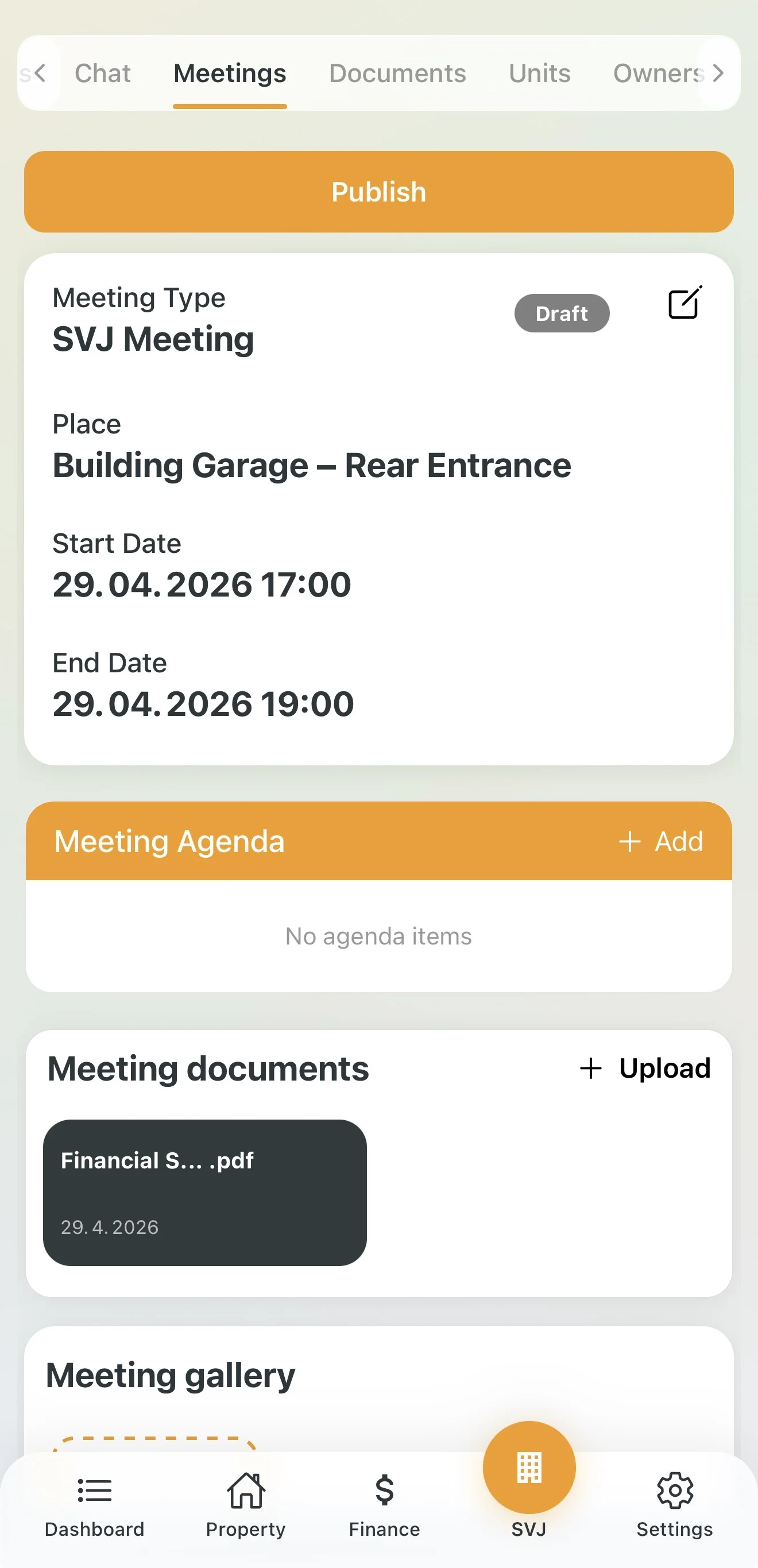Meeting in Draft status