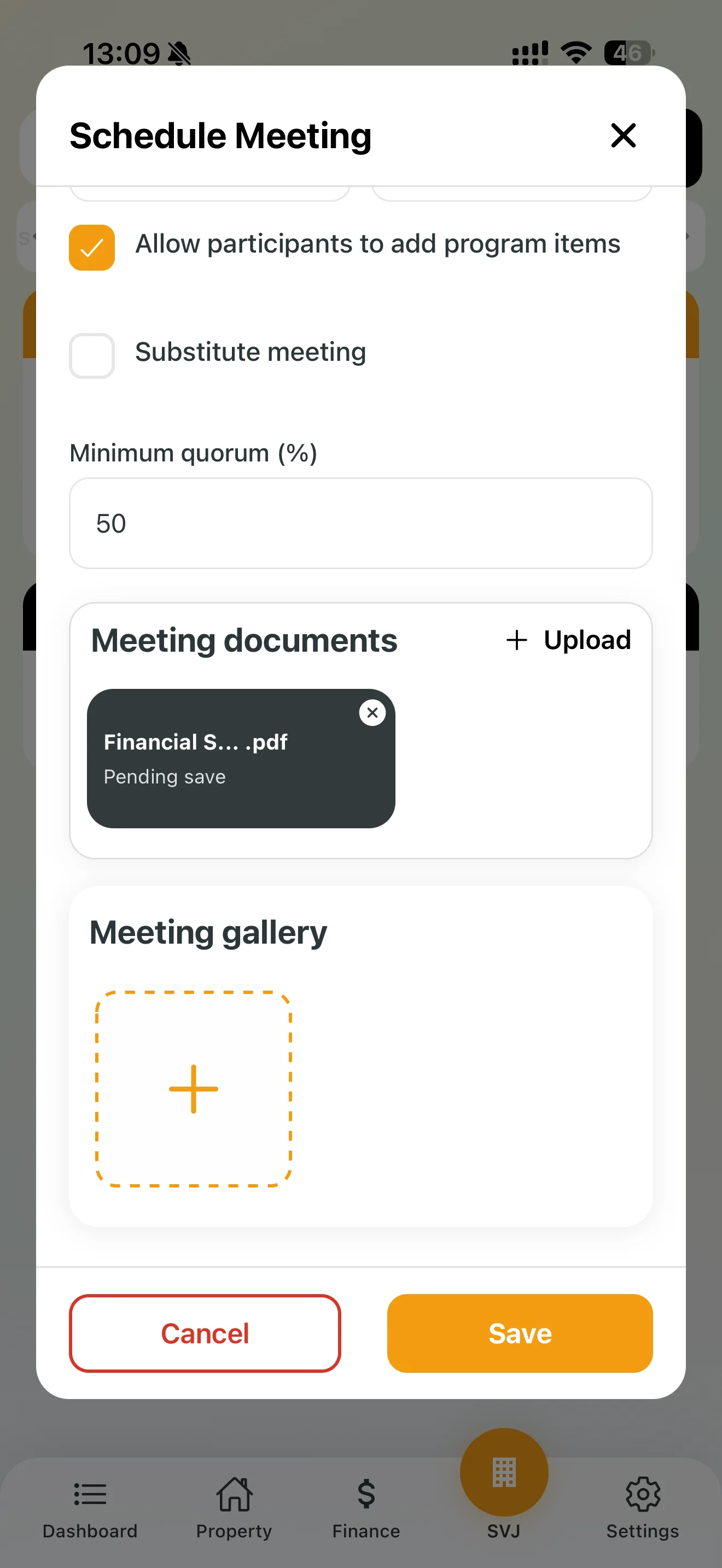 Adding documents to the meeting