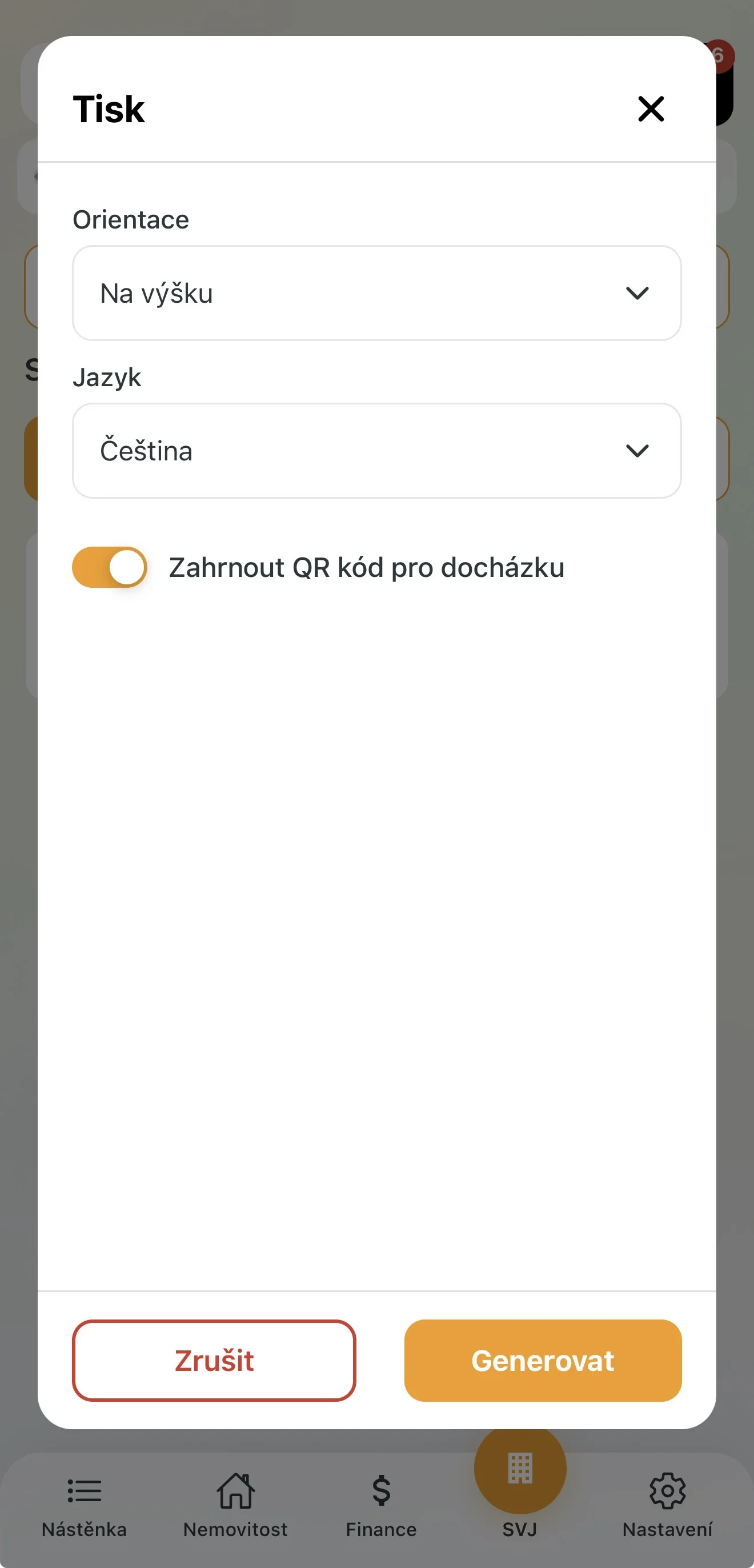 Generování PDF prezenční listiny