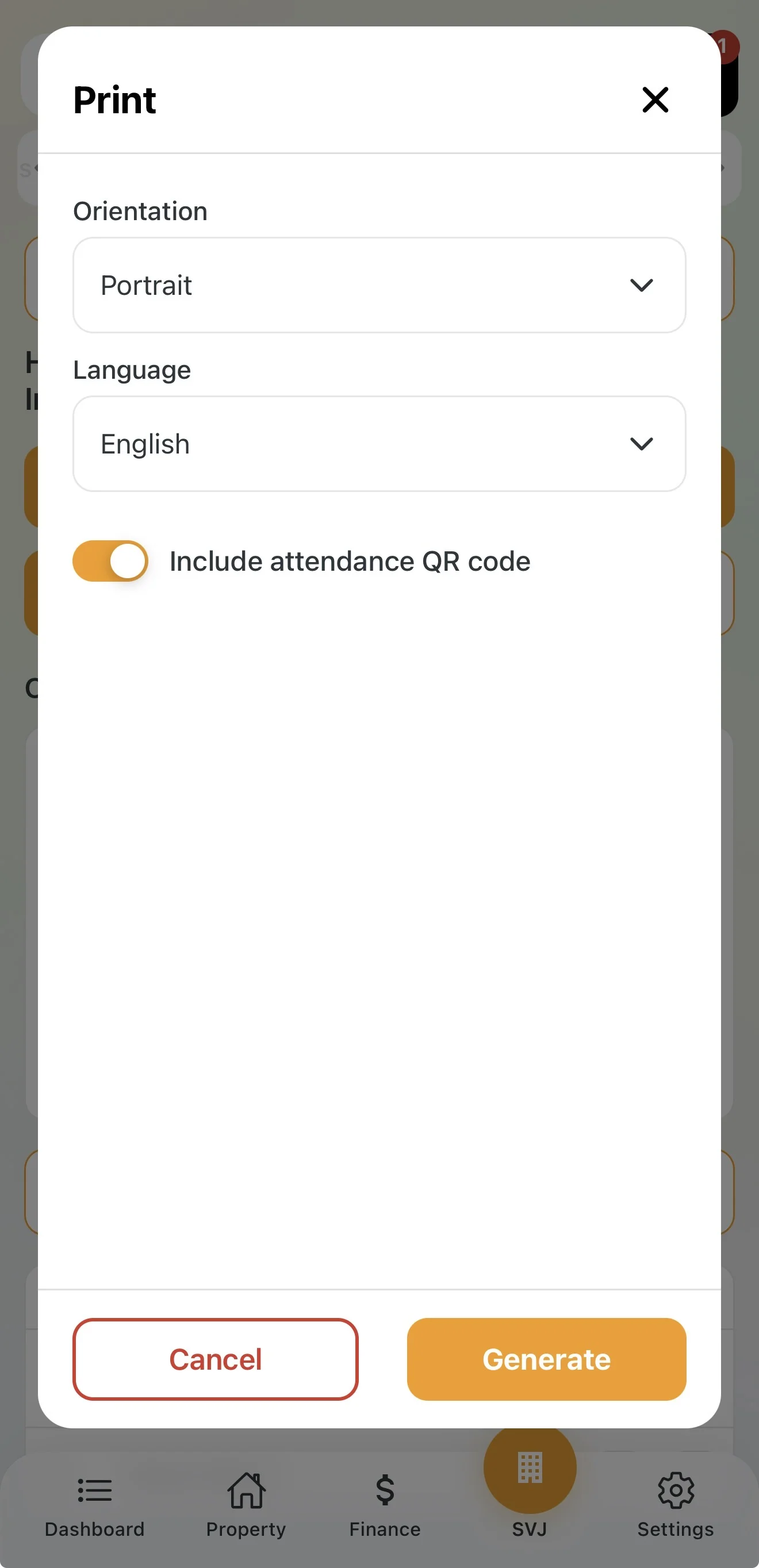 Generating the PDF attendance sheet