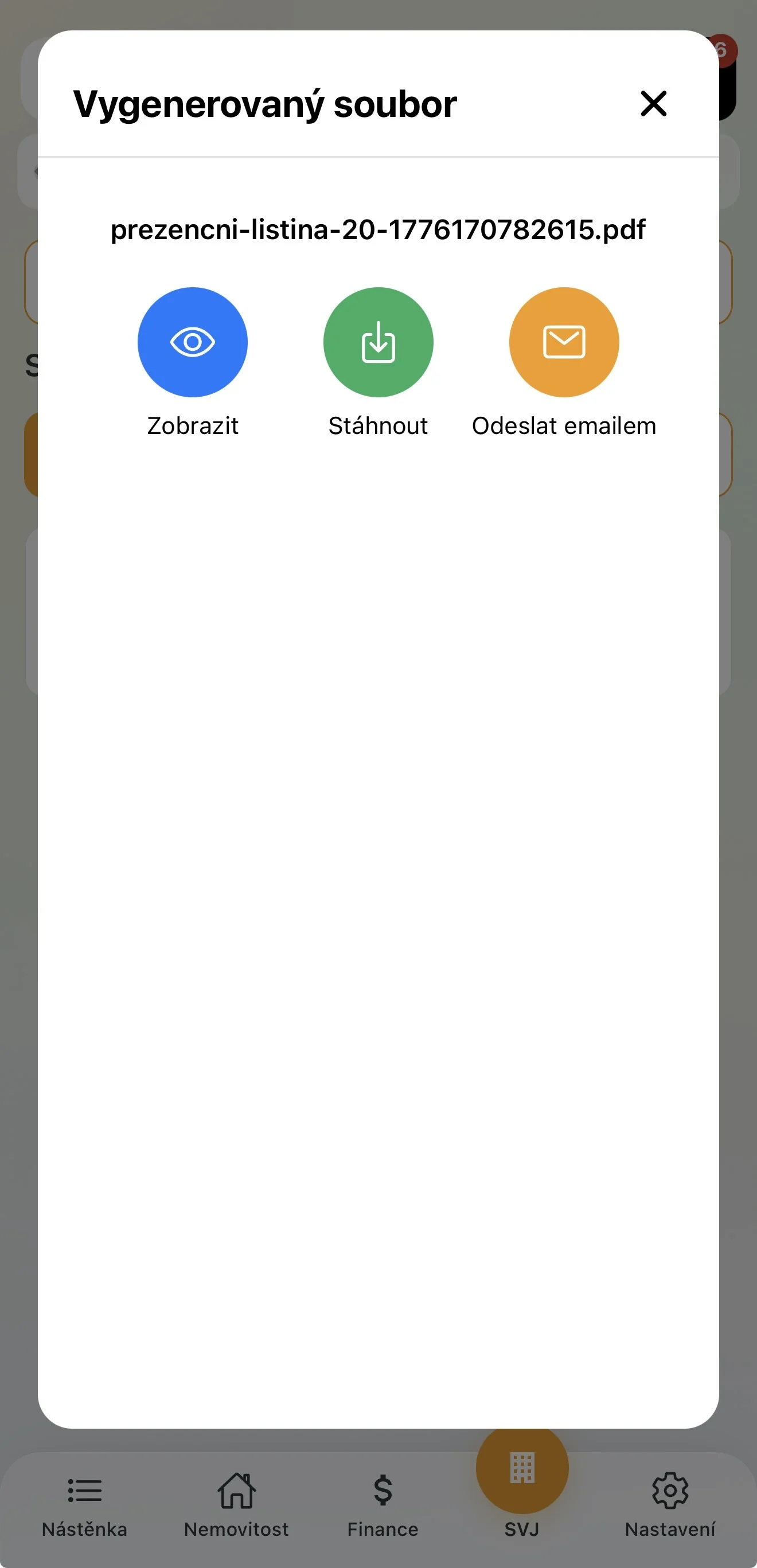 Volba tisku prezenční listiny