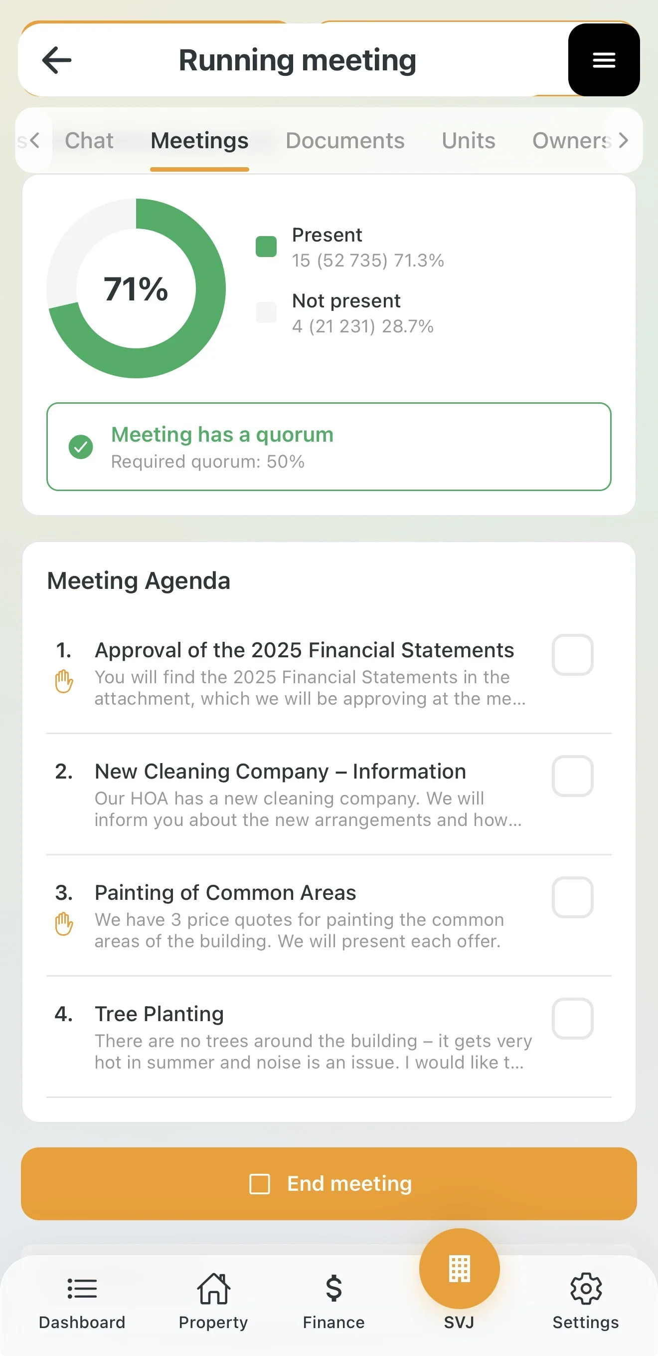 Meeting successfully opened