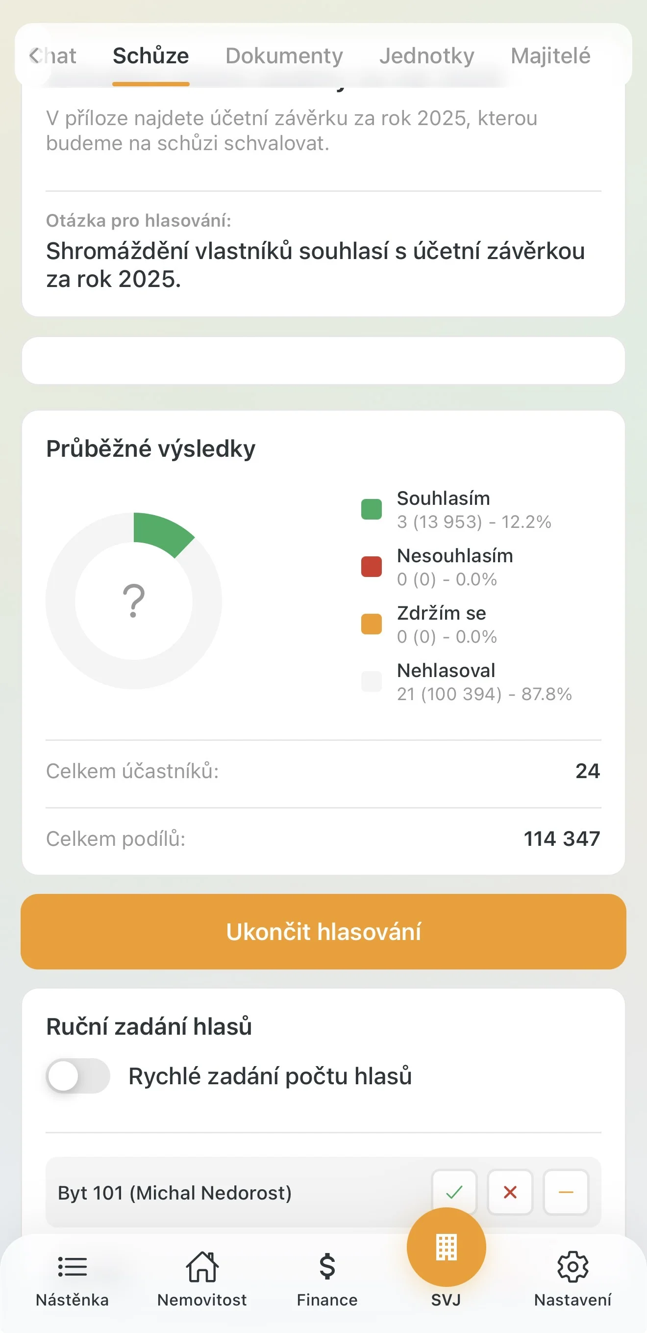 Ukončení hlasování