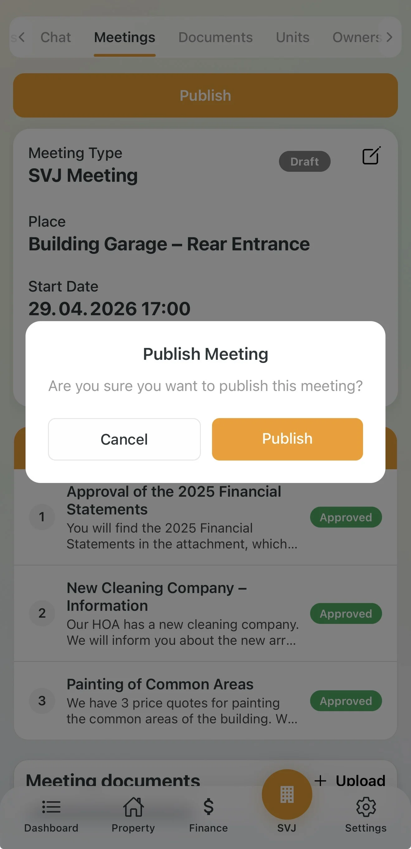 Publishing confirmation