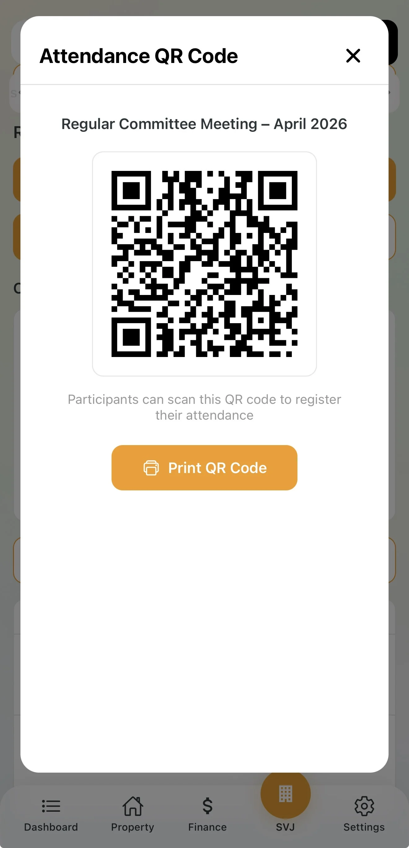 QR code for digital board check-in