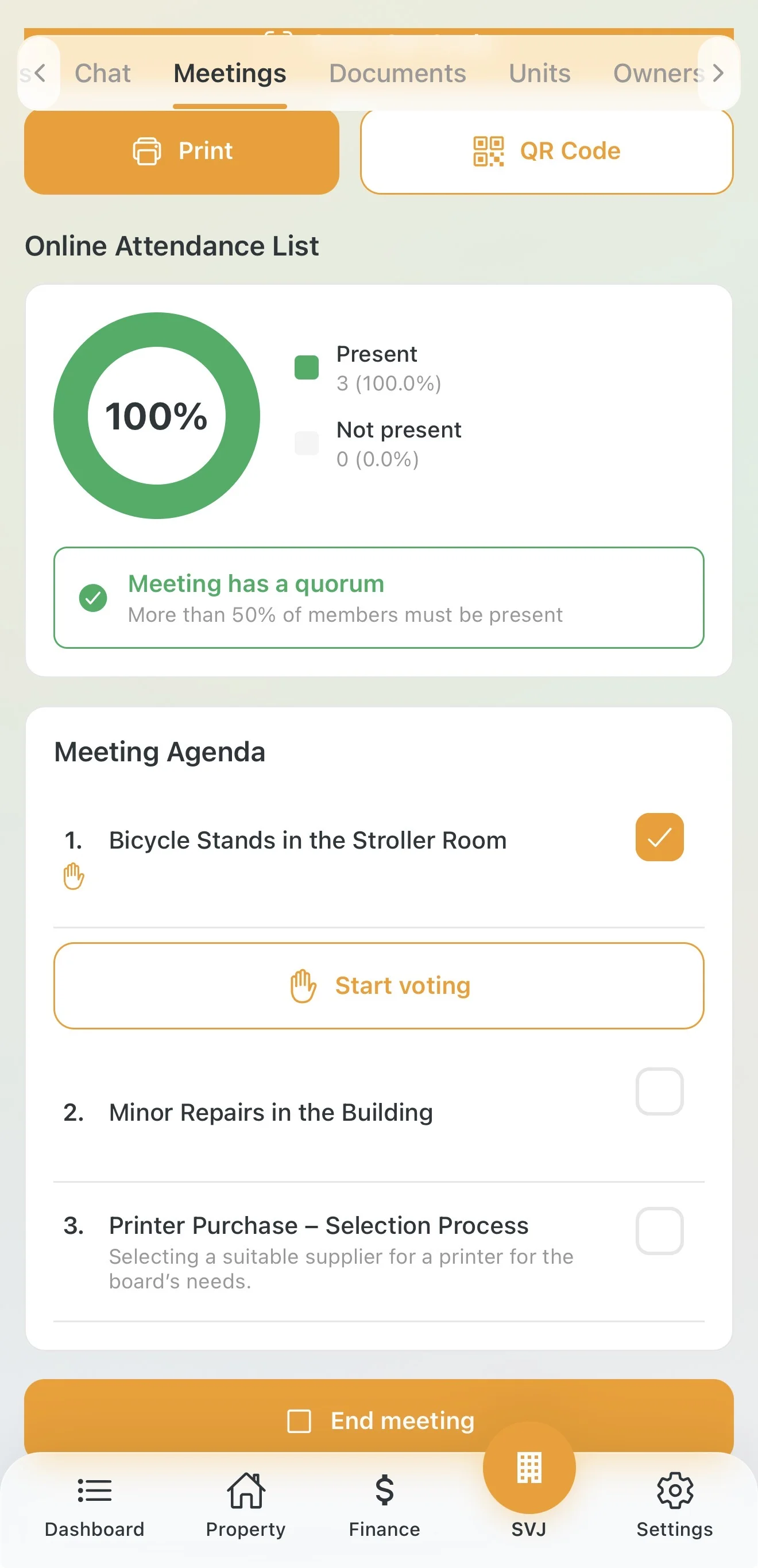 Go to voting on an agenda item
