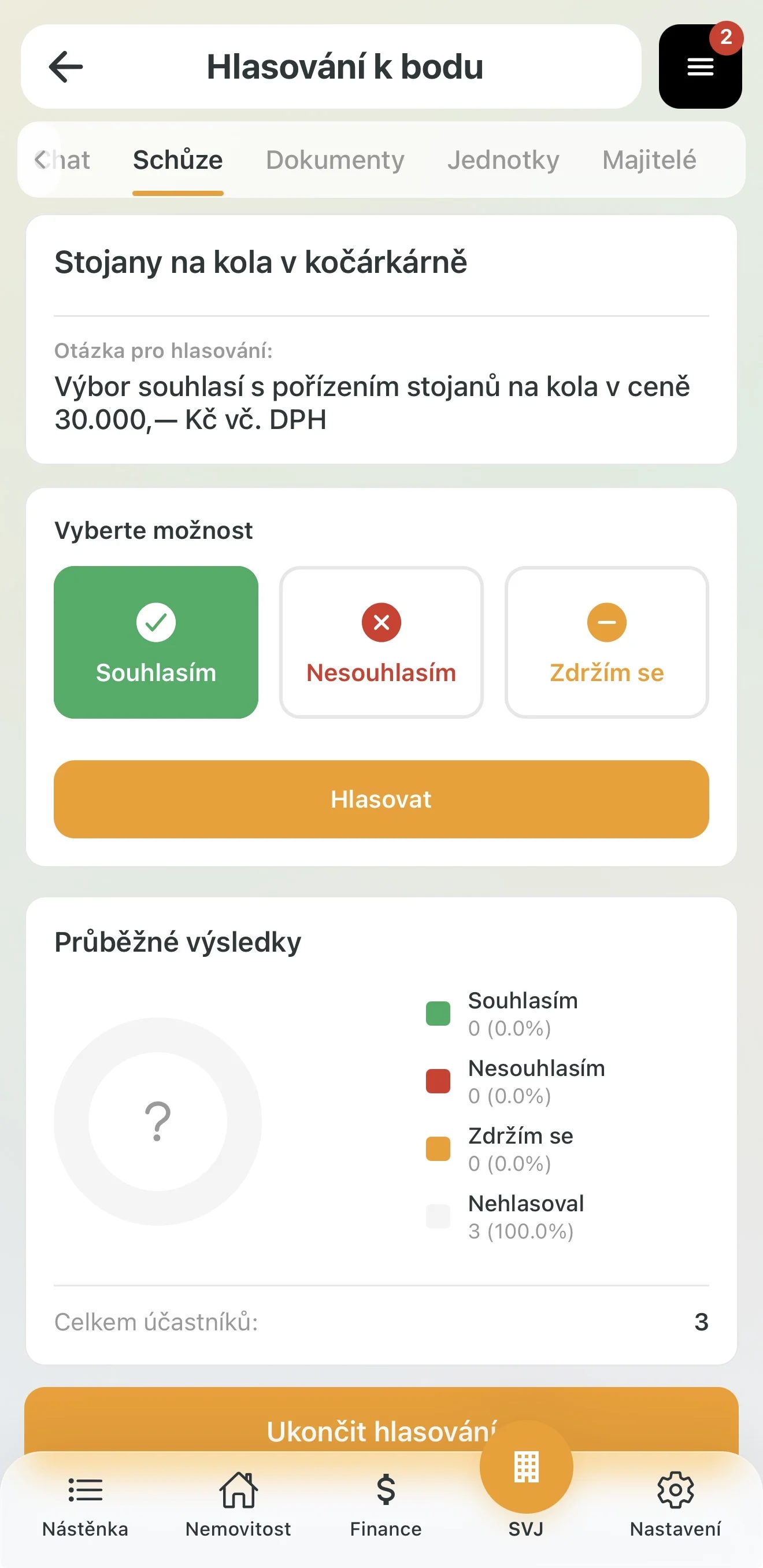Volba Souhlasím člena výboru